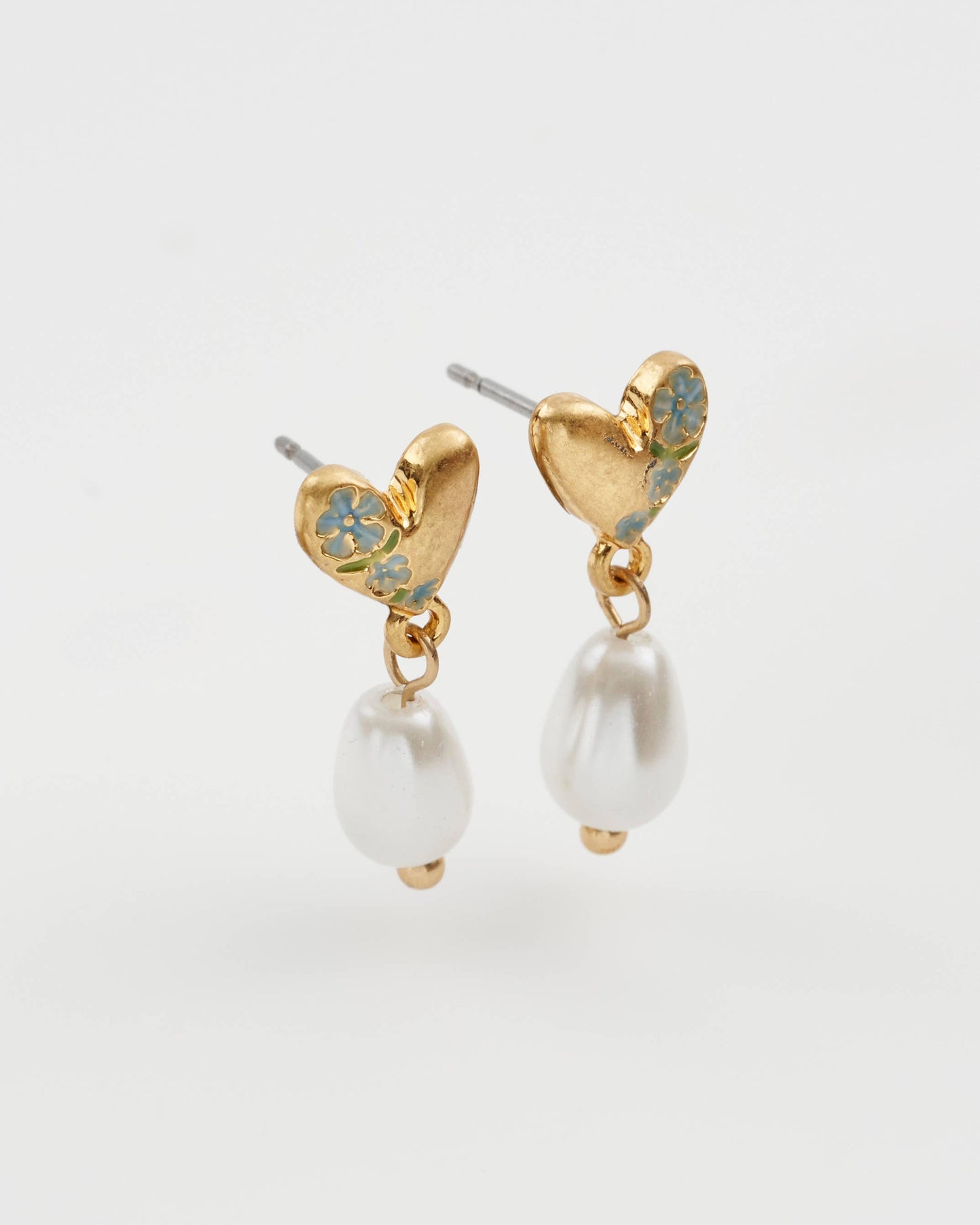 FABLE Forget Me Not Heart & Pearl Earrings