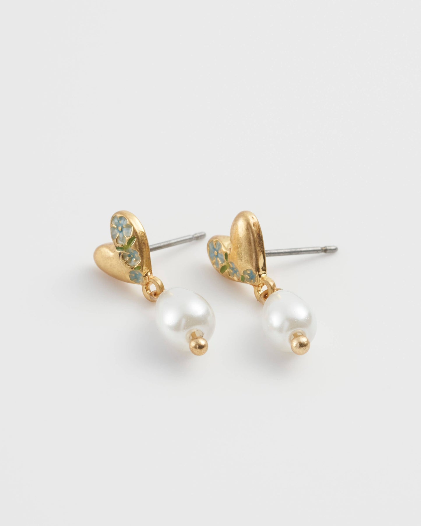 FABLE Forget Me Not Heart & Pearl Earrings