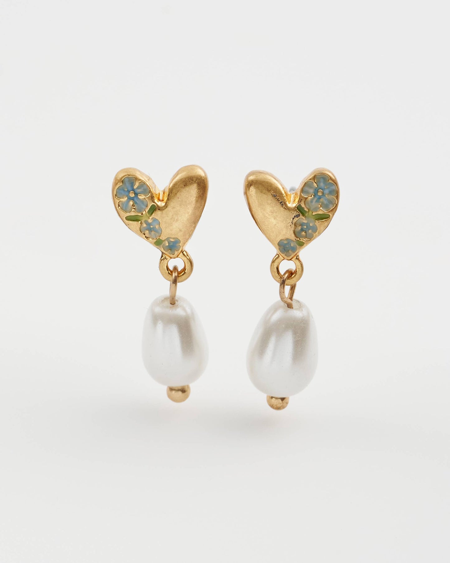 FABLE Forget Me Not Heart & Pearl Earrings