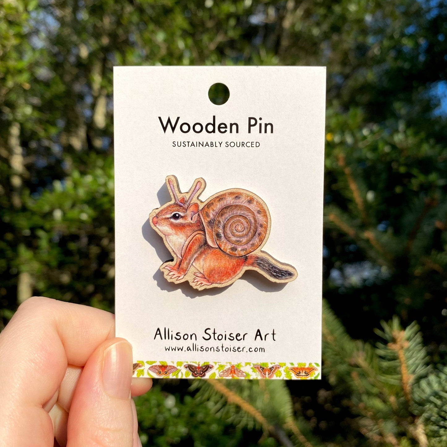 Snail Chipmunk Wooden Pin