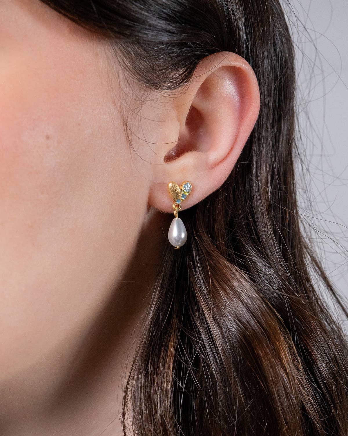 FABLE Forget Me Not Heart & Pearl Earrings