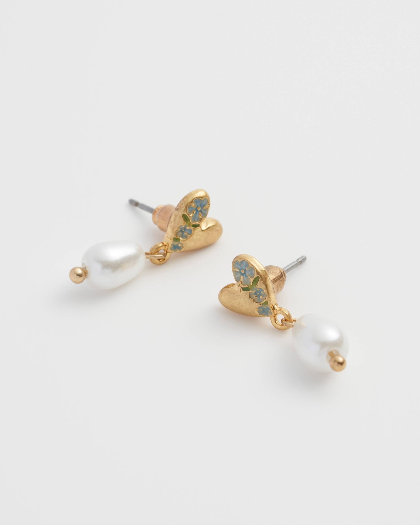 FABLE Forget Me Not Heart & Pearl Earrings