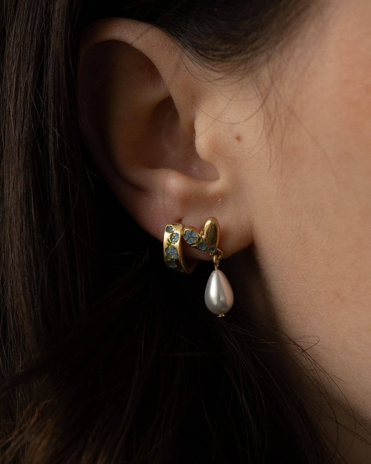 FABLE Forget Me Not Heart & Pearl Earrings