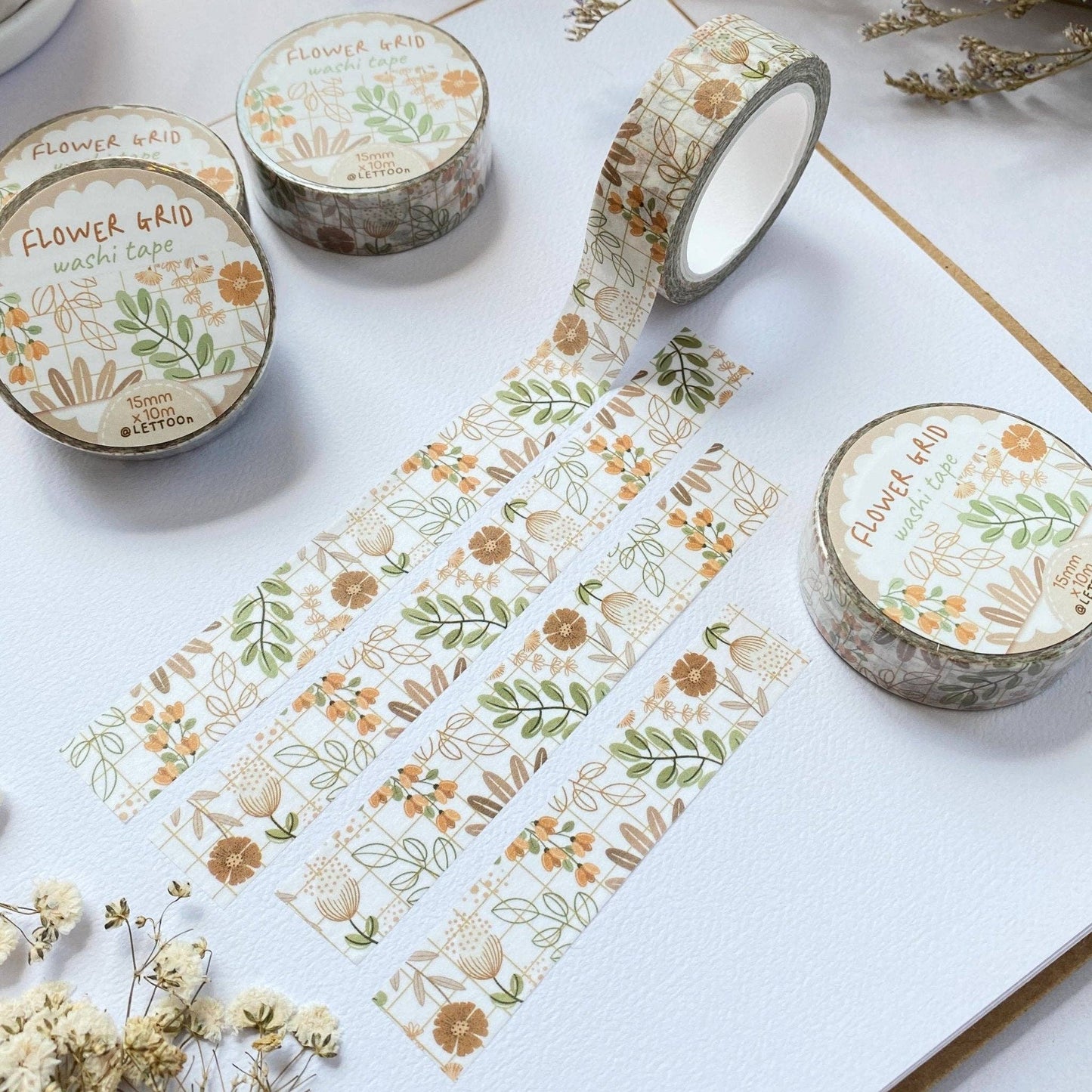 Washi Tape - Flower Grid - Tea & Fables