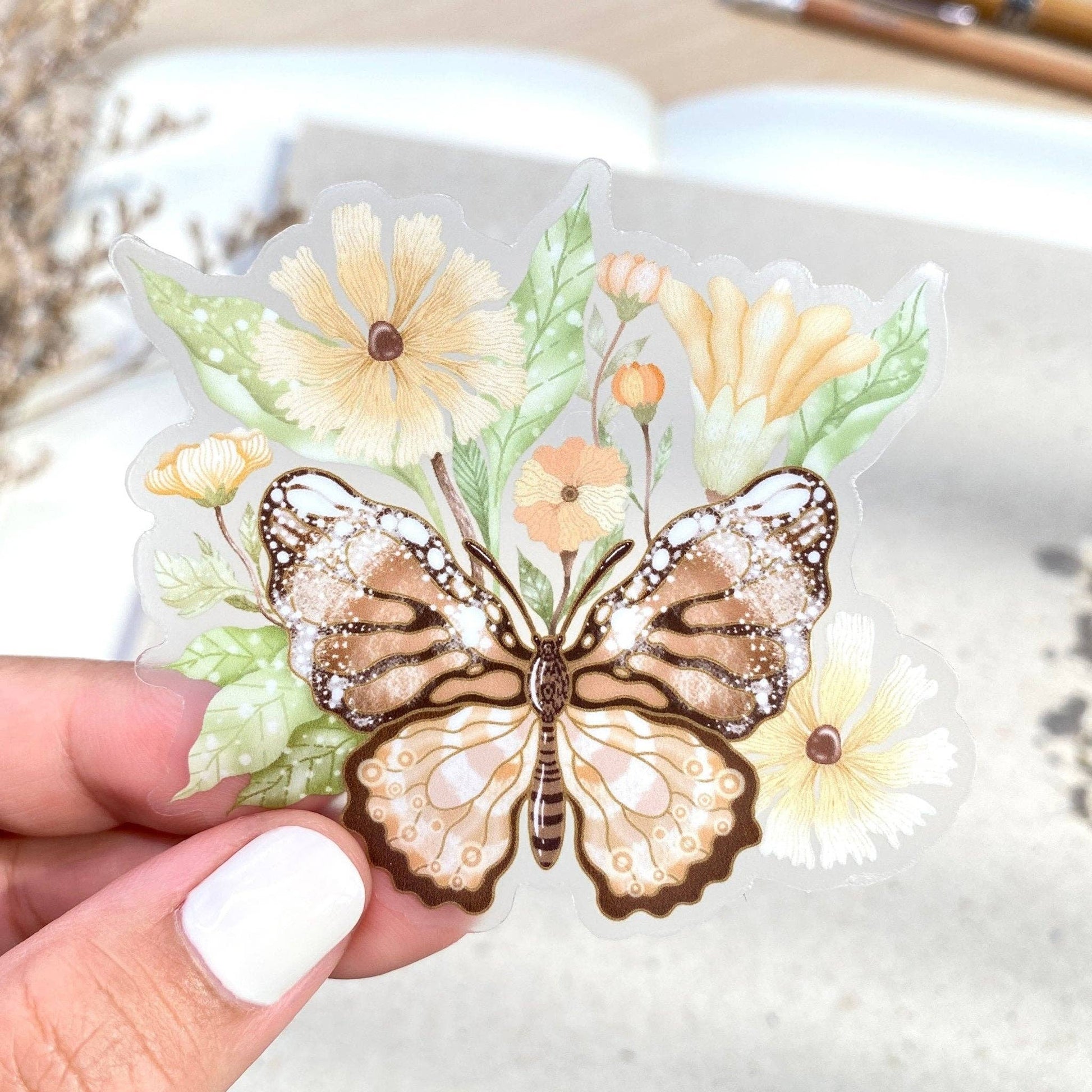 Clear Vinyl Sticker - Botanical Butterfly - Tea & Fables