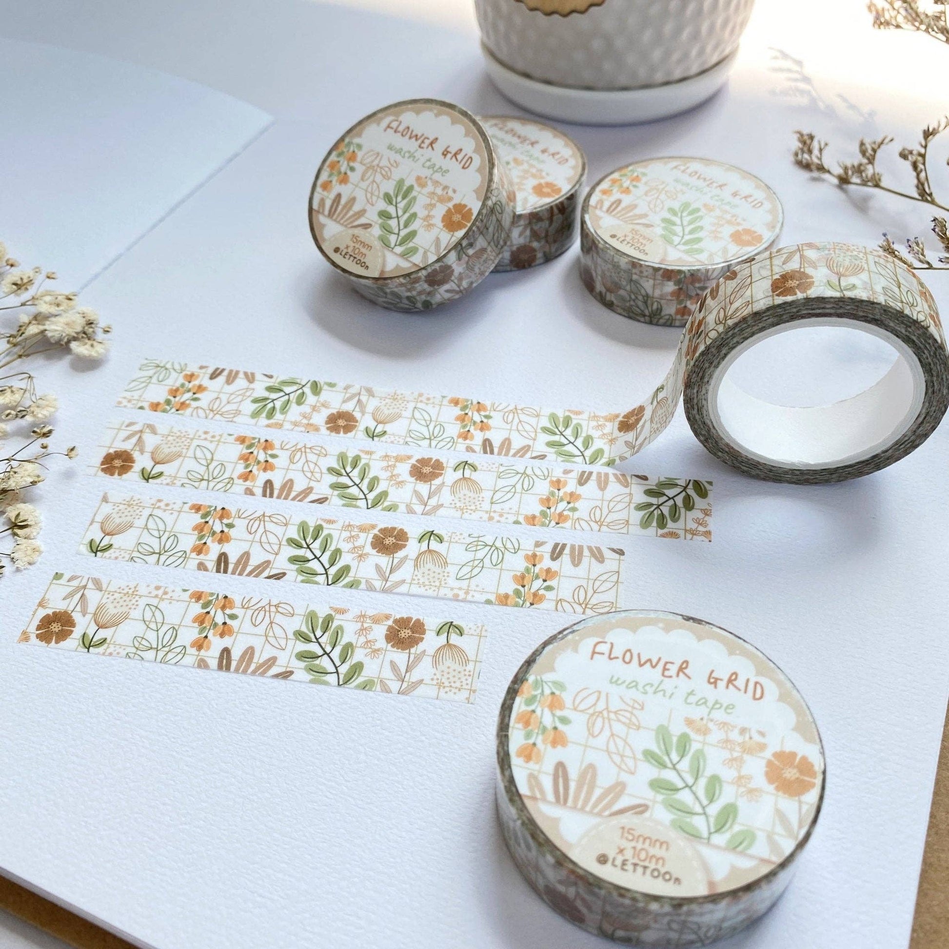 Washi Tape - Flower Grid - Tea & Fables