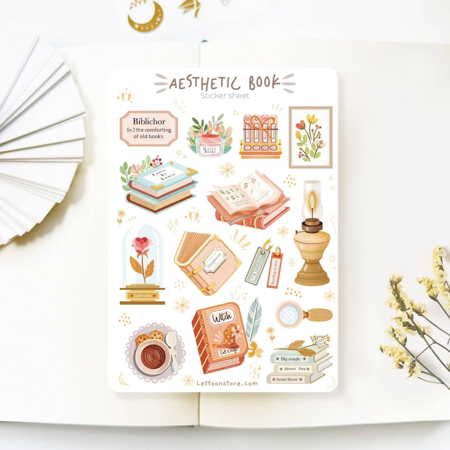 Sticker Sheet - Aesthetic Book - Tea & Fables