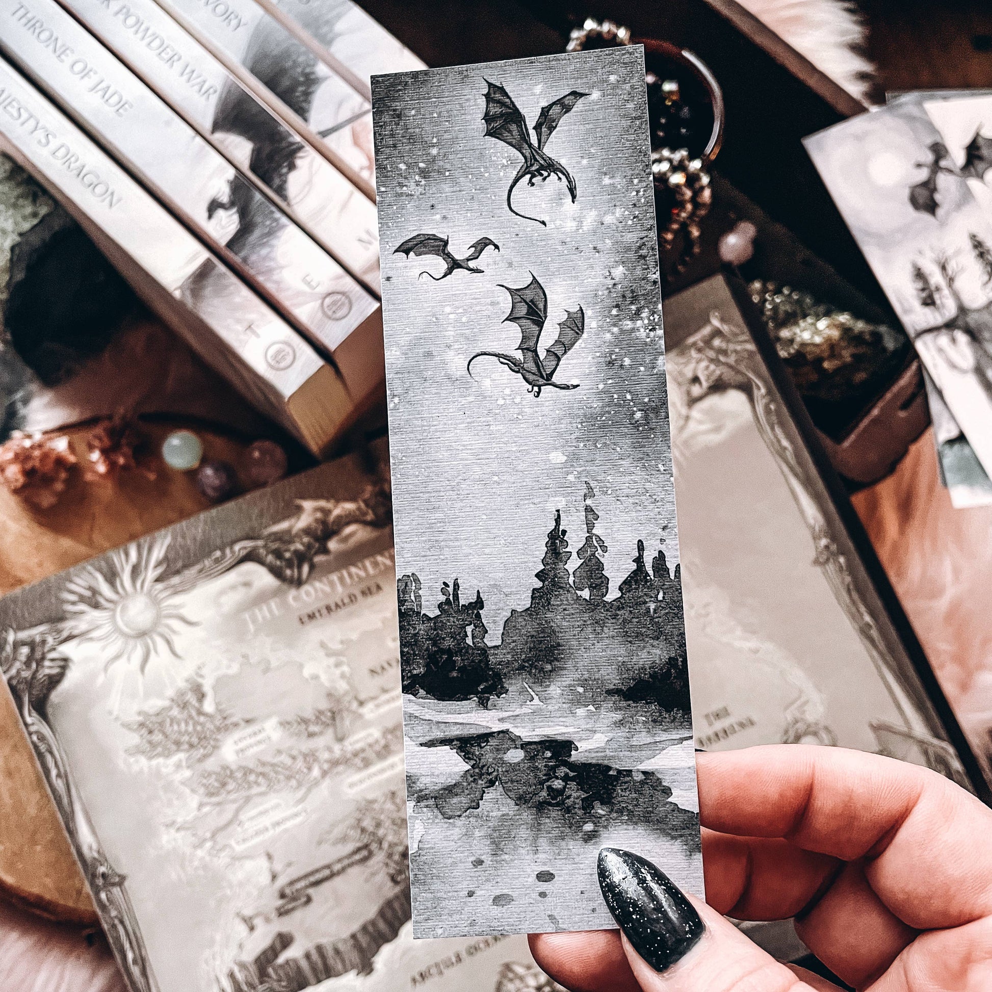 Black Dragon Flight Bookmark - Tea & Fables