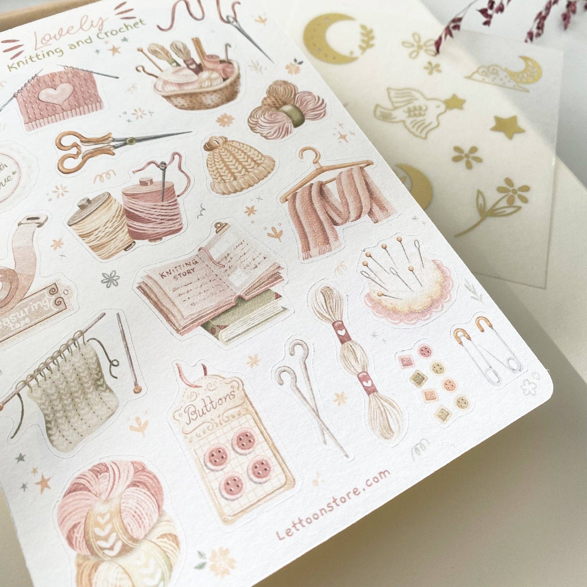 Sticker Sheet - Knitting & Crochet: Semi-Transparent - Tea & Fables