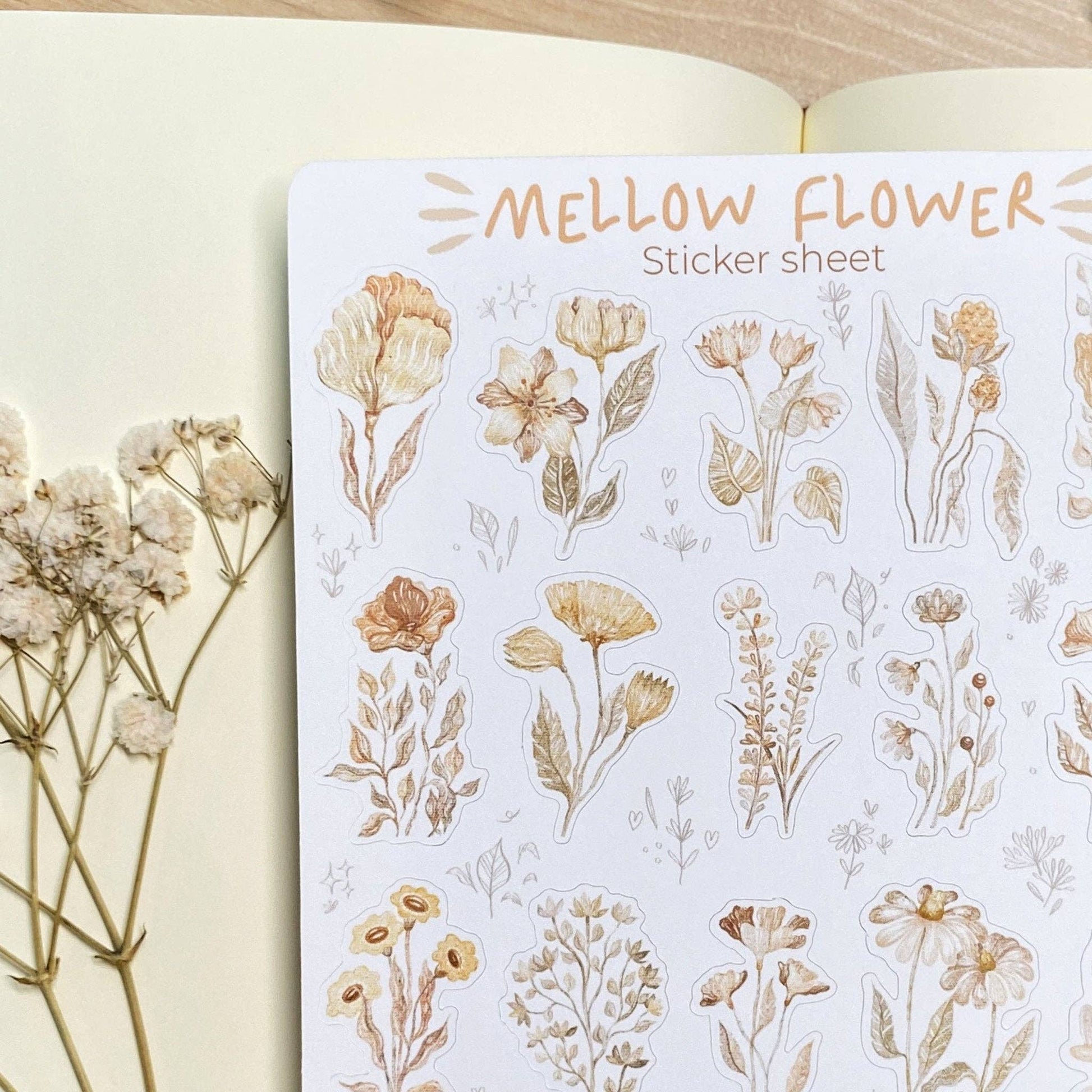 Sticker Sheet - Mellow Flower: Semi-Transparent - Tea & Fables