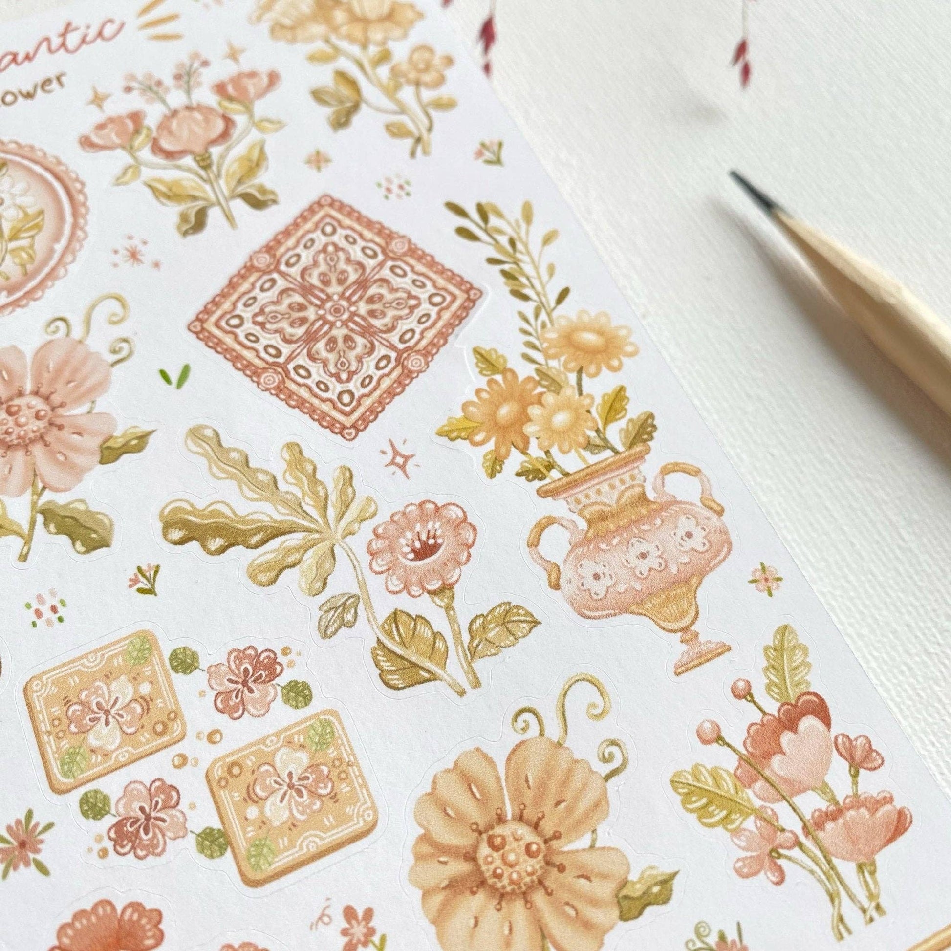 Sticker Sheet - Romantic Flower - Tea & Fables