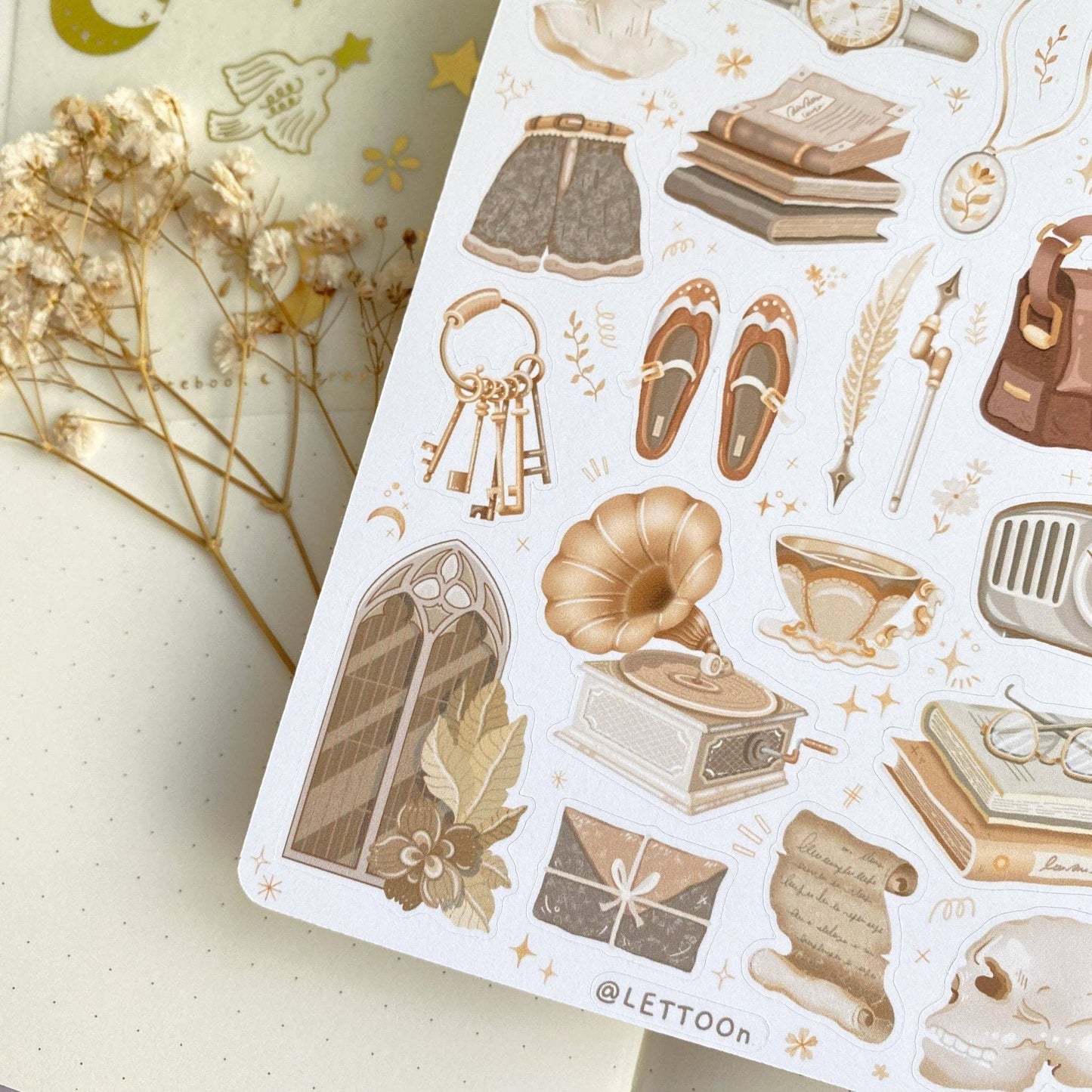 Sticker Sheet - Dark & Light Academia: Semi-Transparent Paper / Both Themes