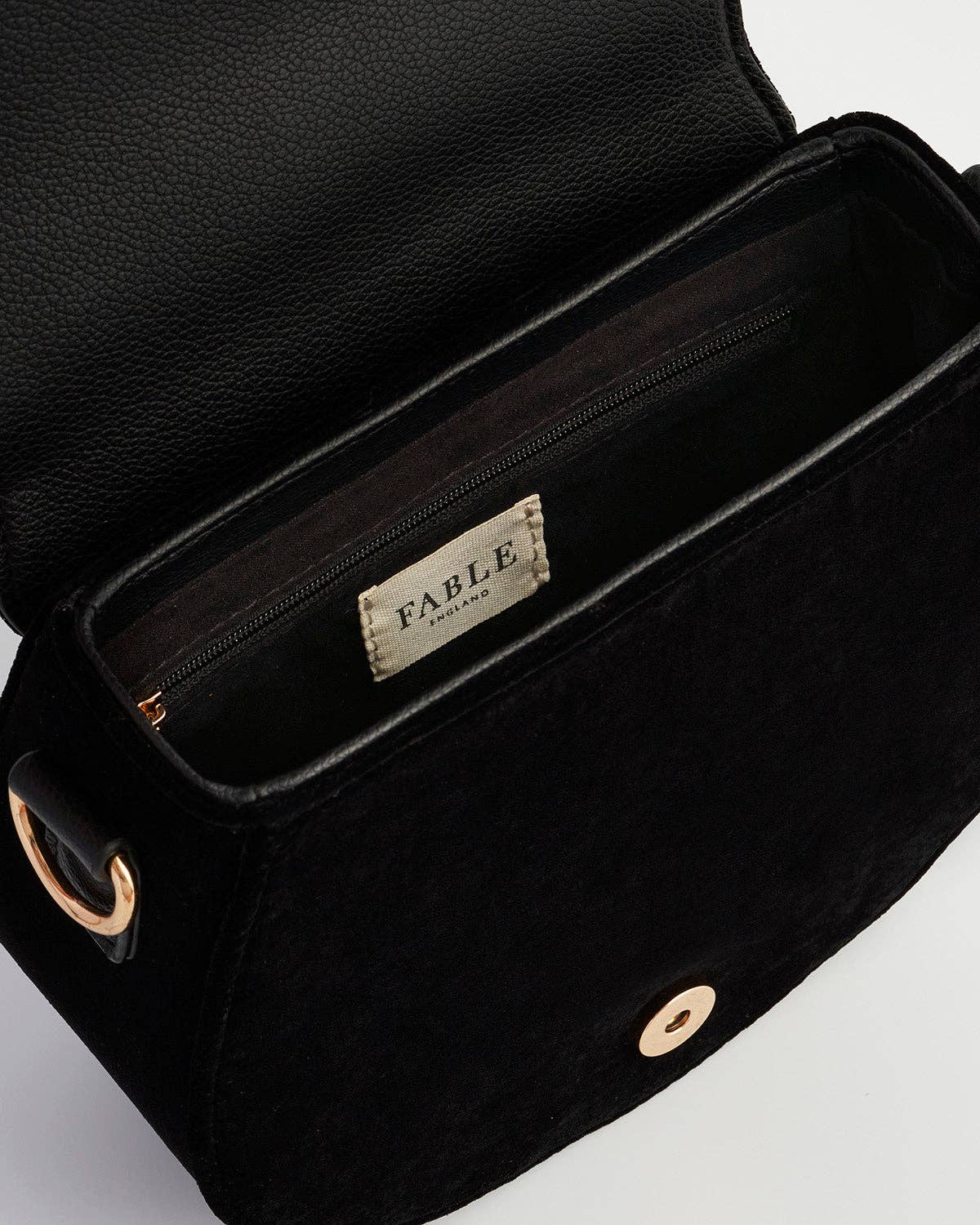 FABLE Fox & Owl Black Saddle Purse