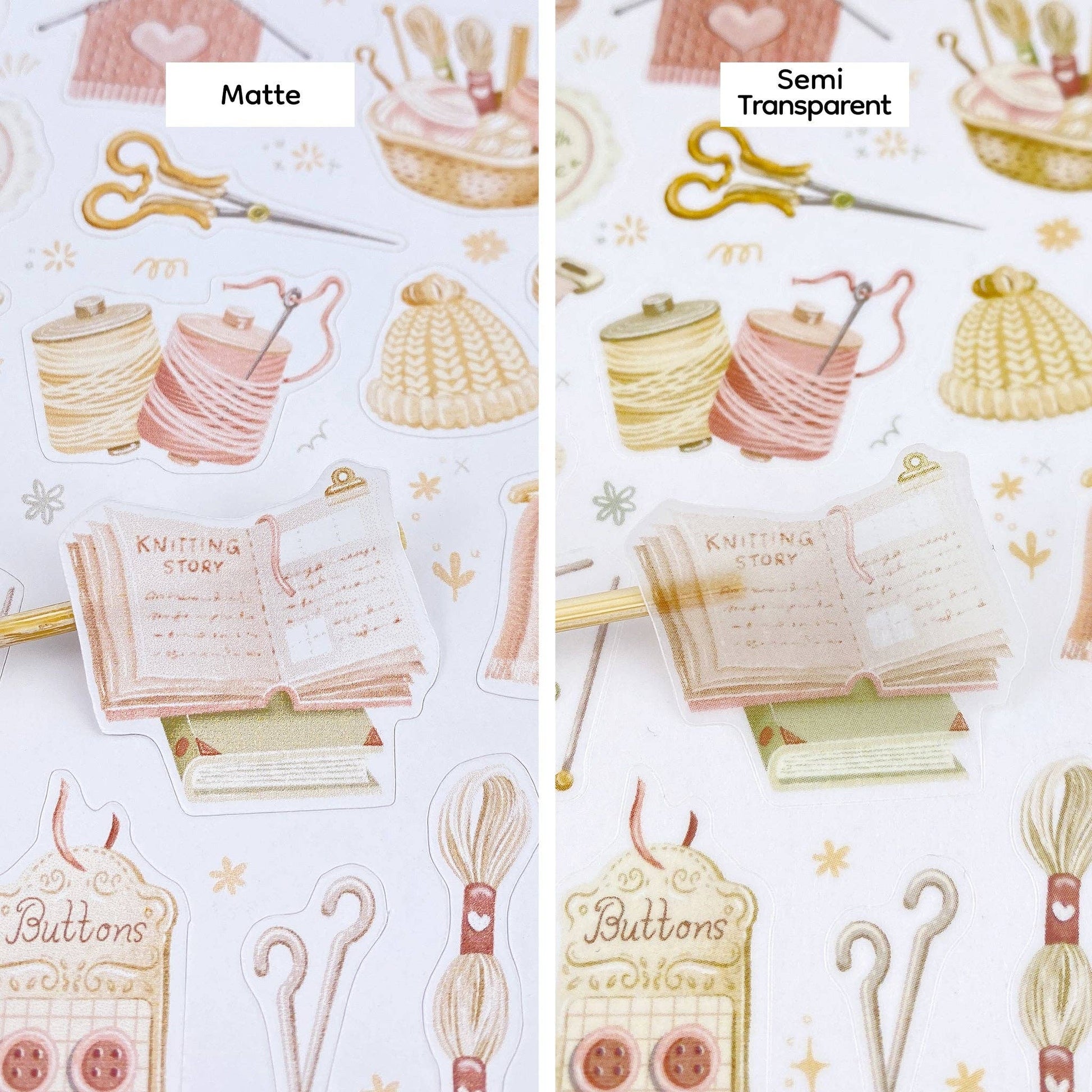 Sticker Sheet - Knitting & Crochet: Semi-Transparent - Tea & Fables