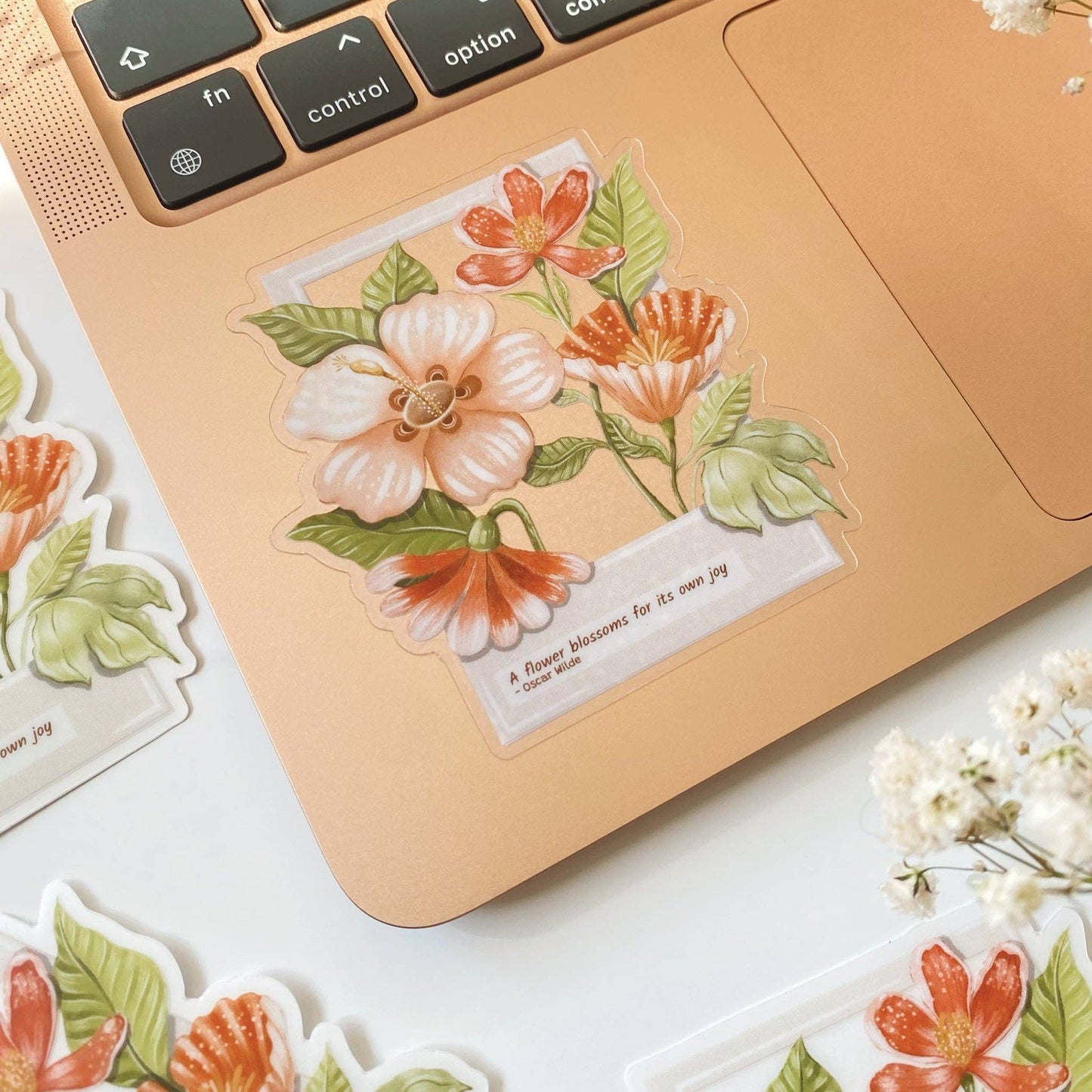 Clear Vinyl Sticker - Floral Polaroid - Tea & Fables