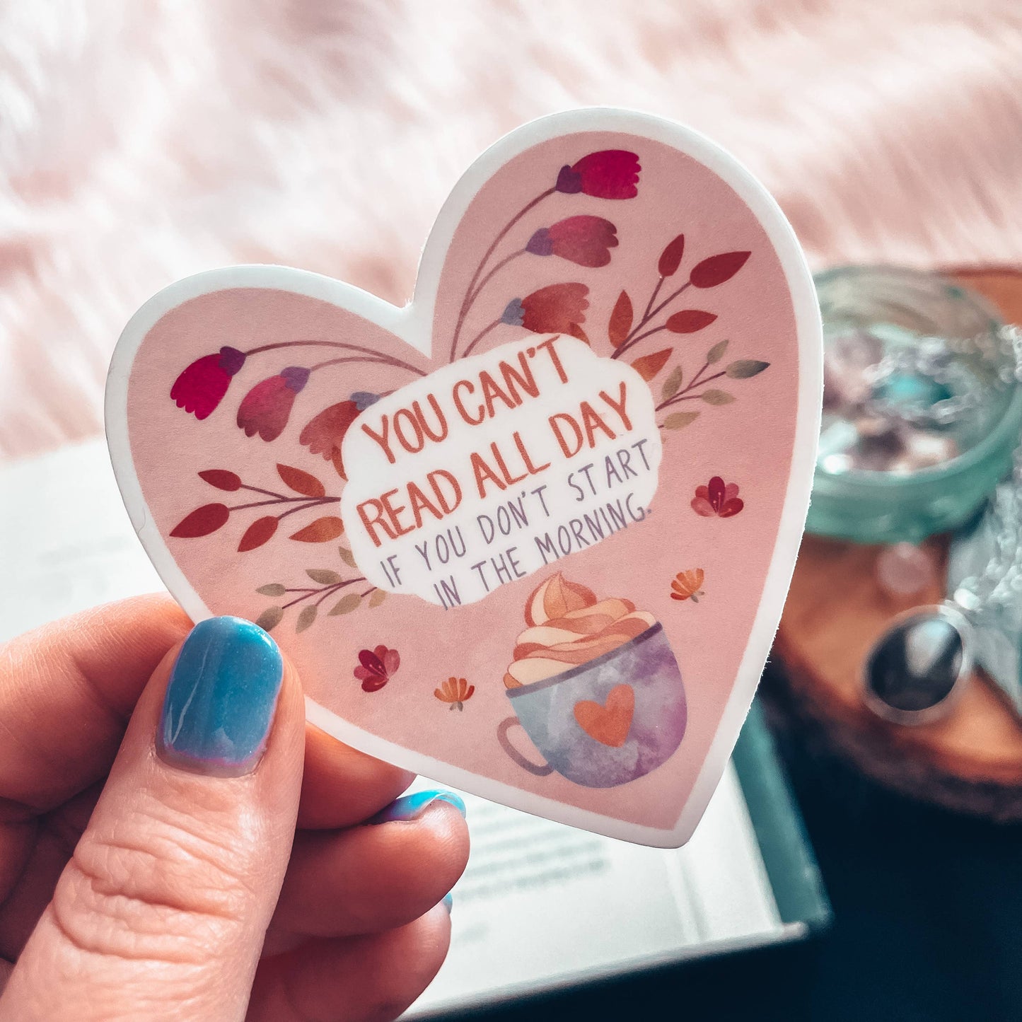 Reading Heart Sticker - Tea & Fables