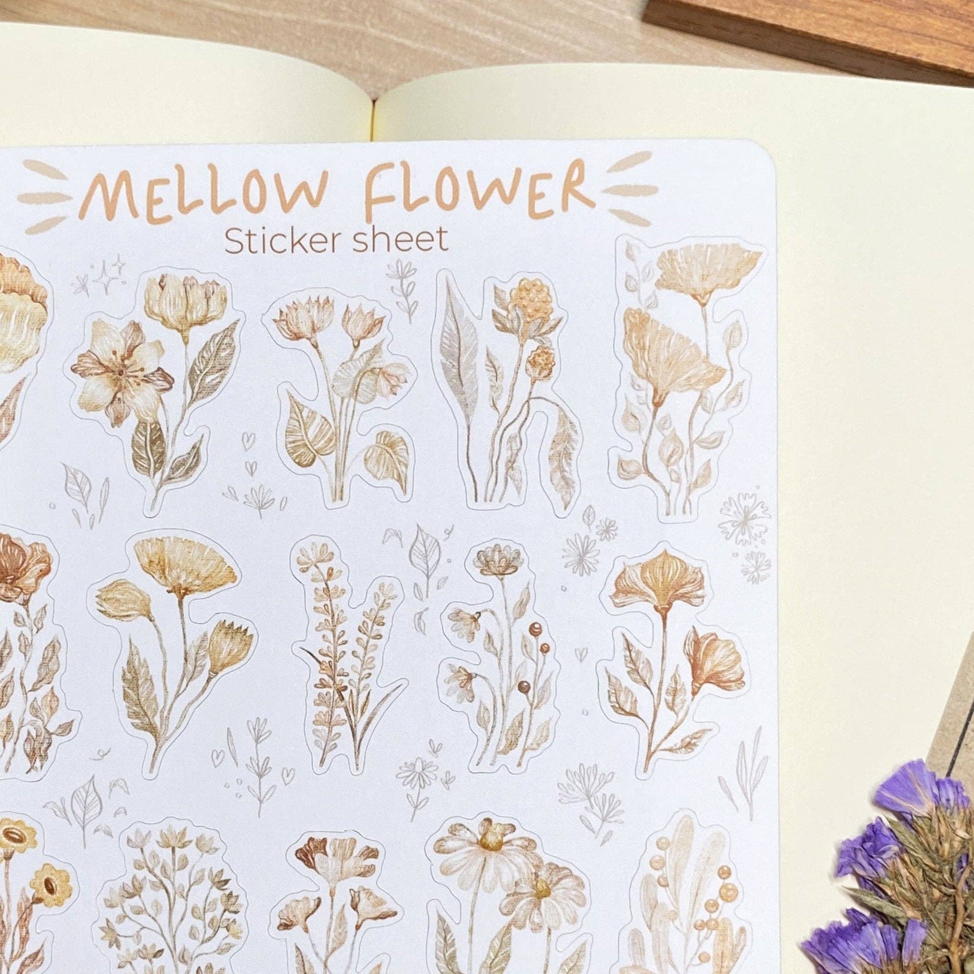 Sticker Sheet - Mellow Flower: Semi-Transparent - Tea & Fables