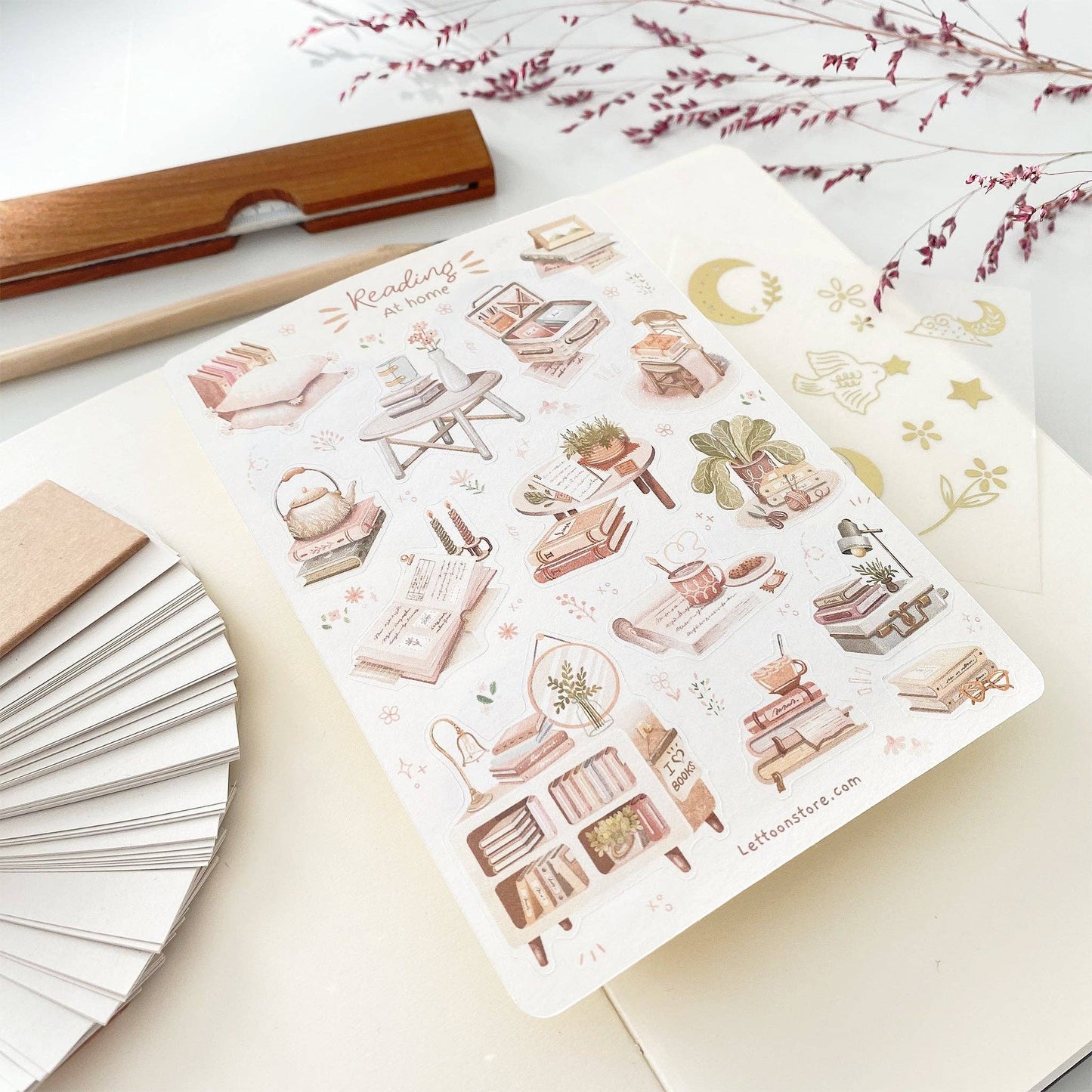 Sticker Sheet - Reading At Home: Semi-Transparent Paper - Tea & Fables