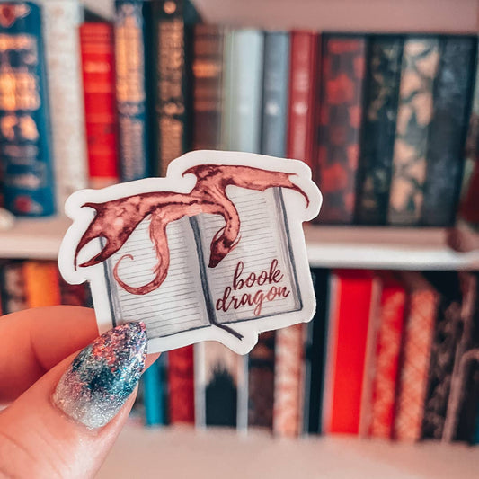 Red Book Dragon Watercolor Sticker - Tea & Fables