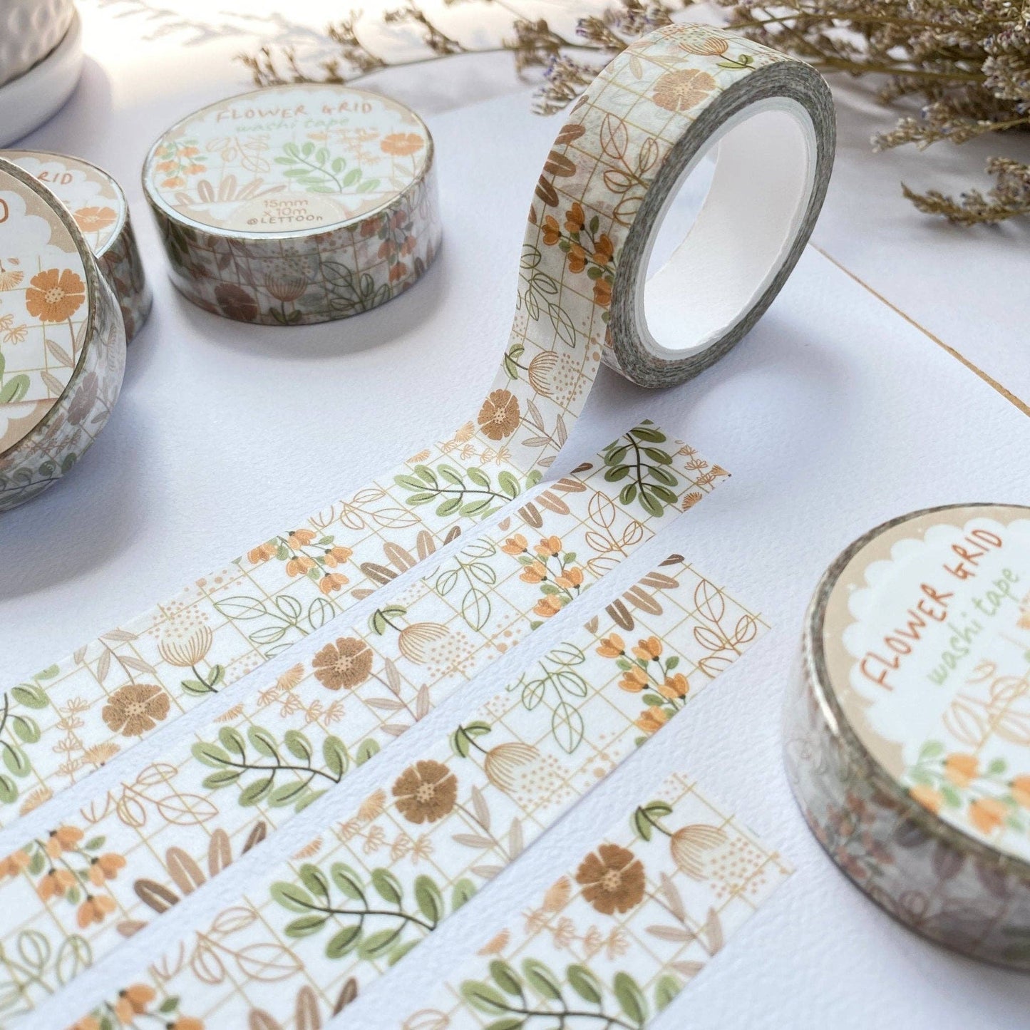 Washi Tape - Flower Grid - Tea & Fables