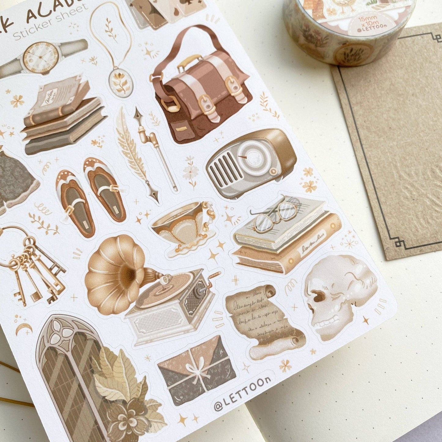 Sticker Sheet - Dark & Light Academia: Semi-Transparent Paper / Both Themes