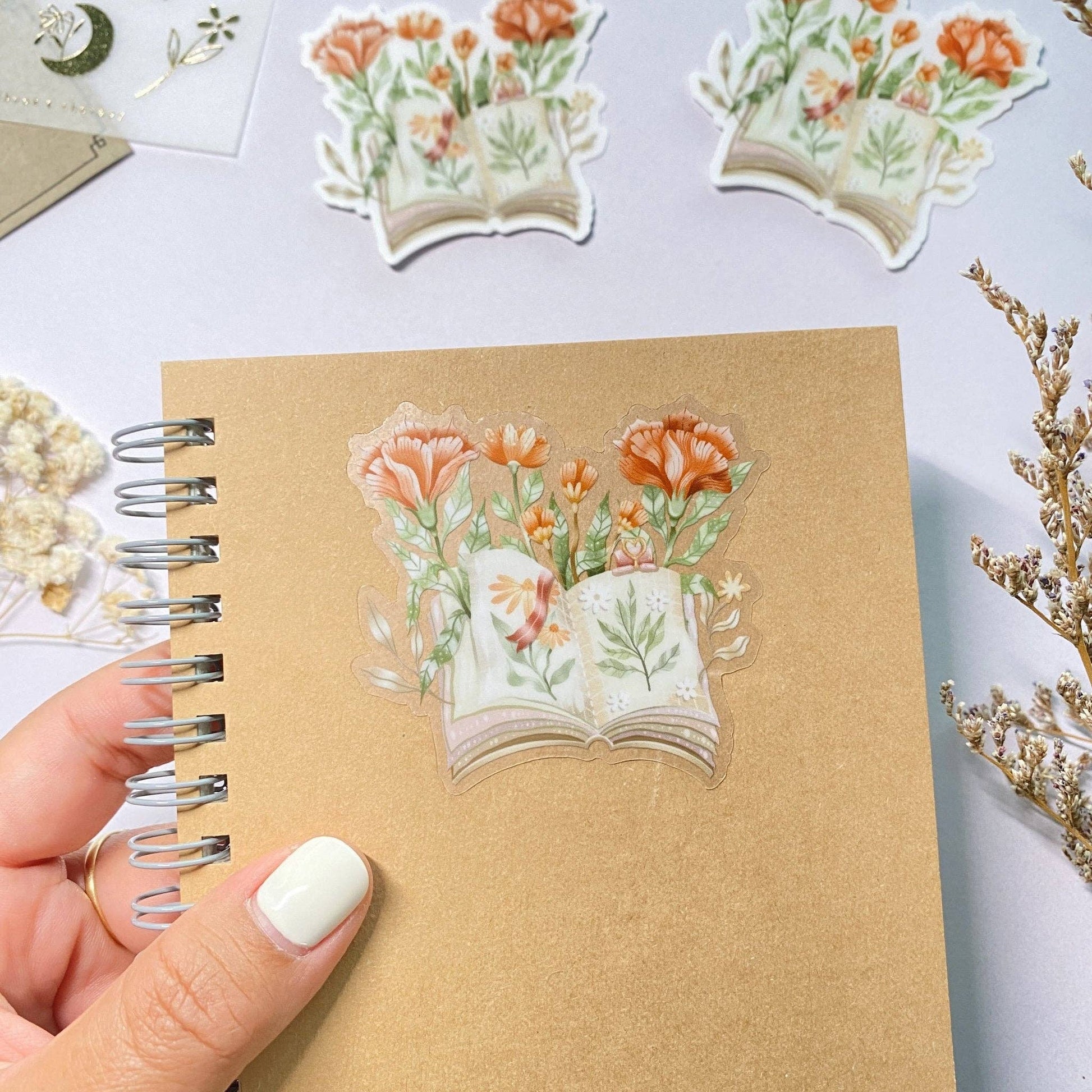 Clear Vinyl Sticker - Floral Book - Tea & Fables