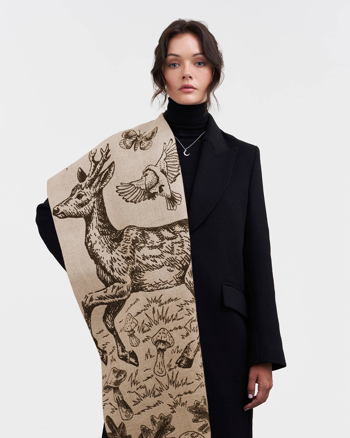 FABLE Woodland Tales Taupe Jacquard Scarf