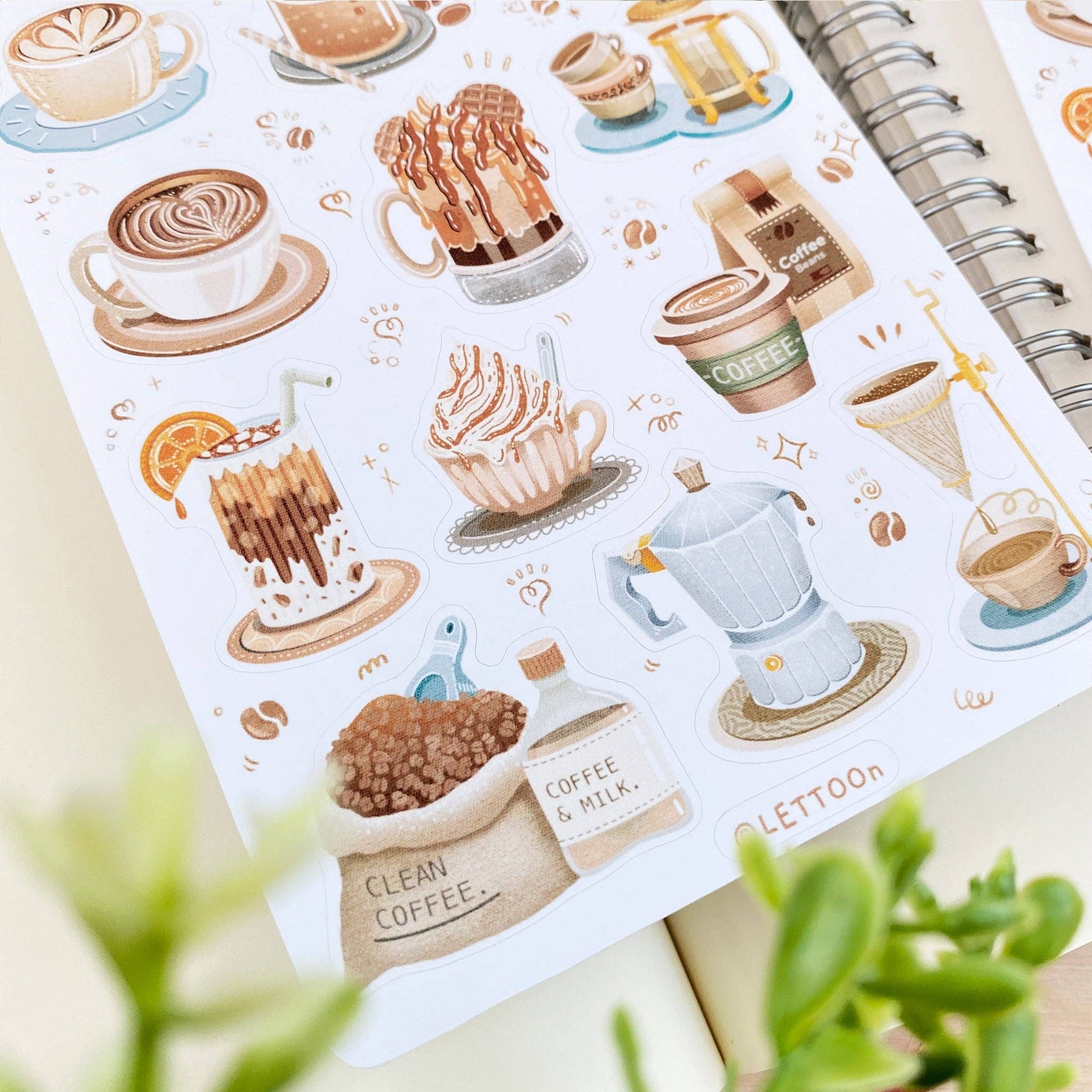 Sticker Sheet - Coffee + Bakery / Semi-Transparent - Tea & Fables