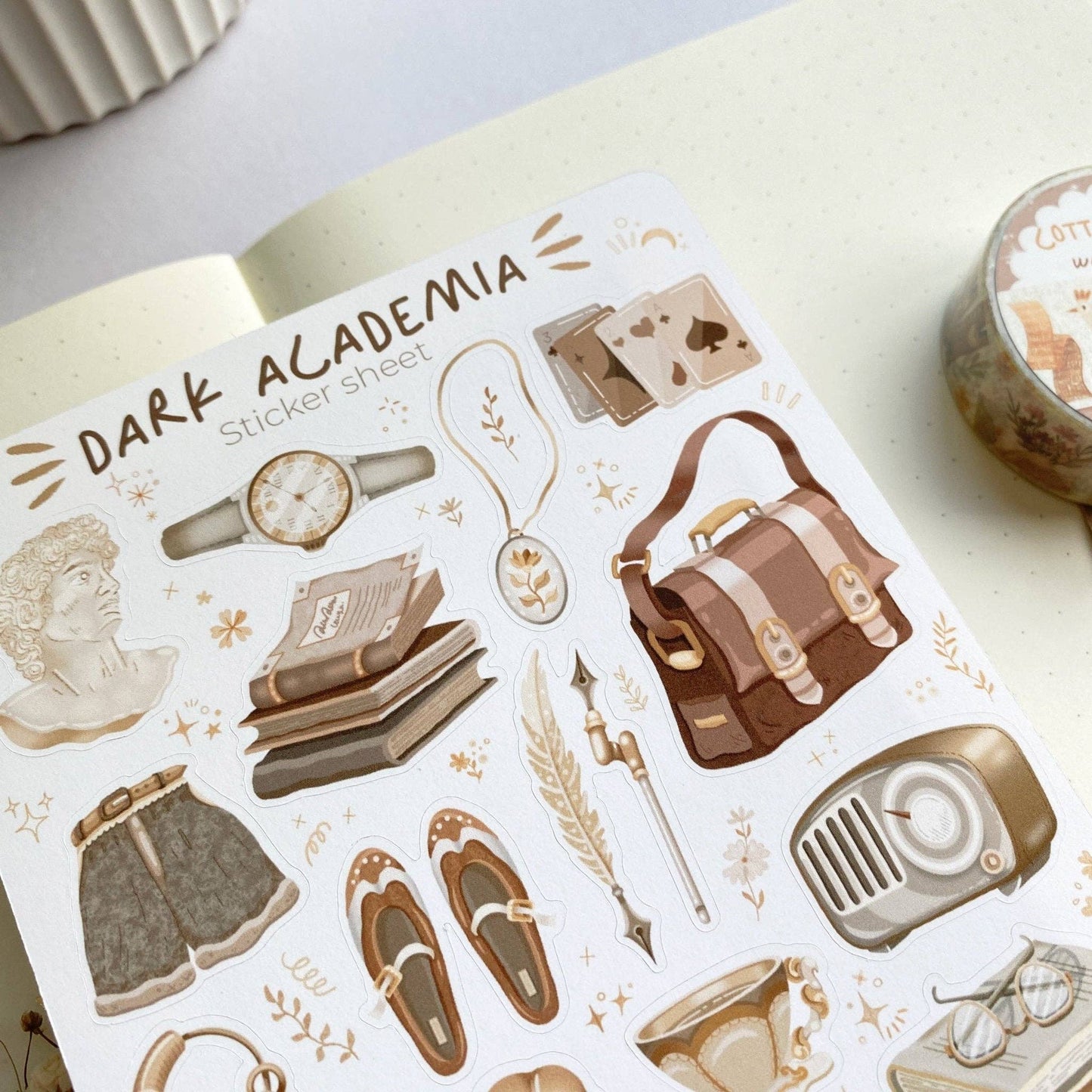 Sticker Sheet - Dark & Light Academia: Semi-Transparent Paper / Both Themes
