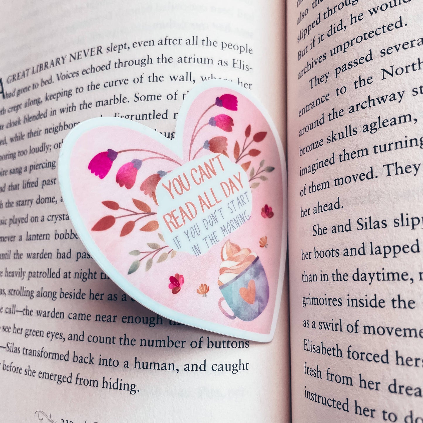 Reading Heart Sticker - Tea & Fables