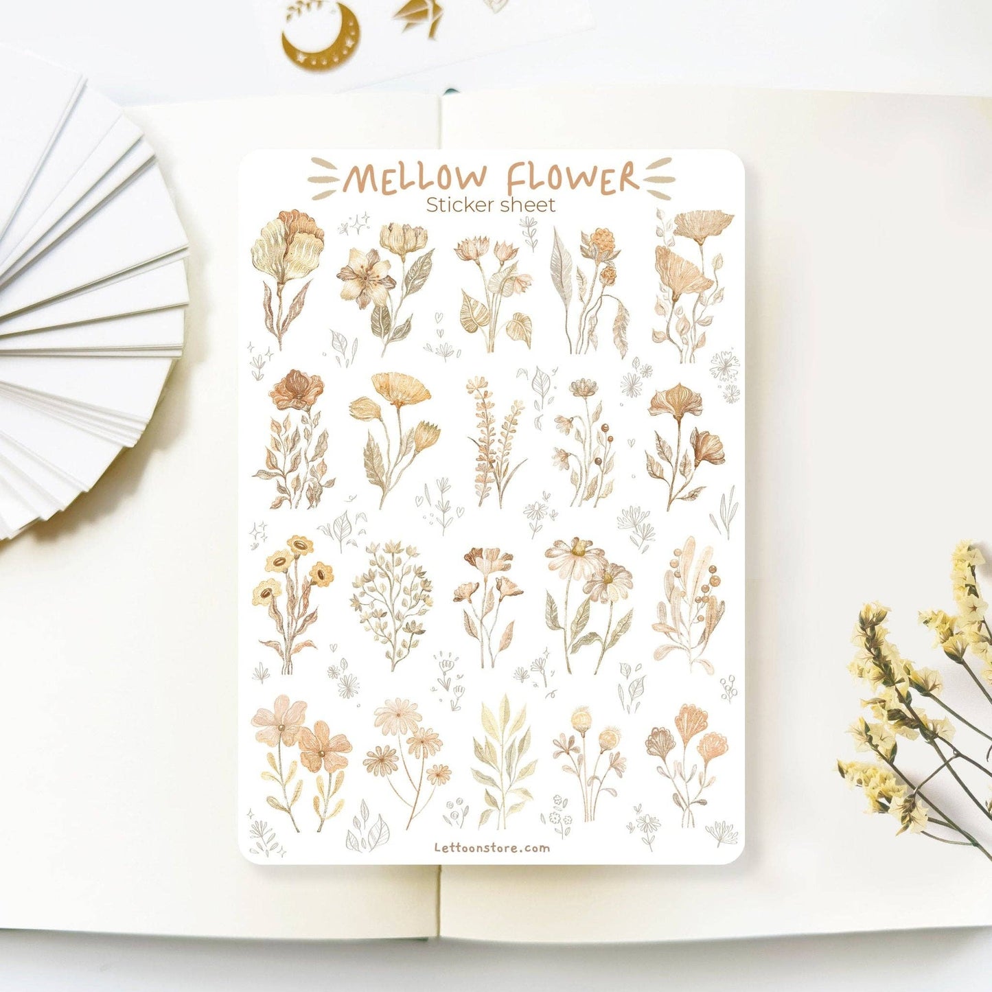 Sticker Sheet - Mellow Flower: Semi-Transparent - Tea & Fables