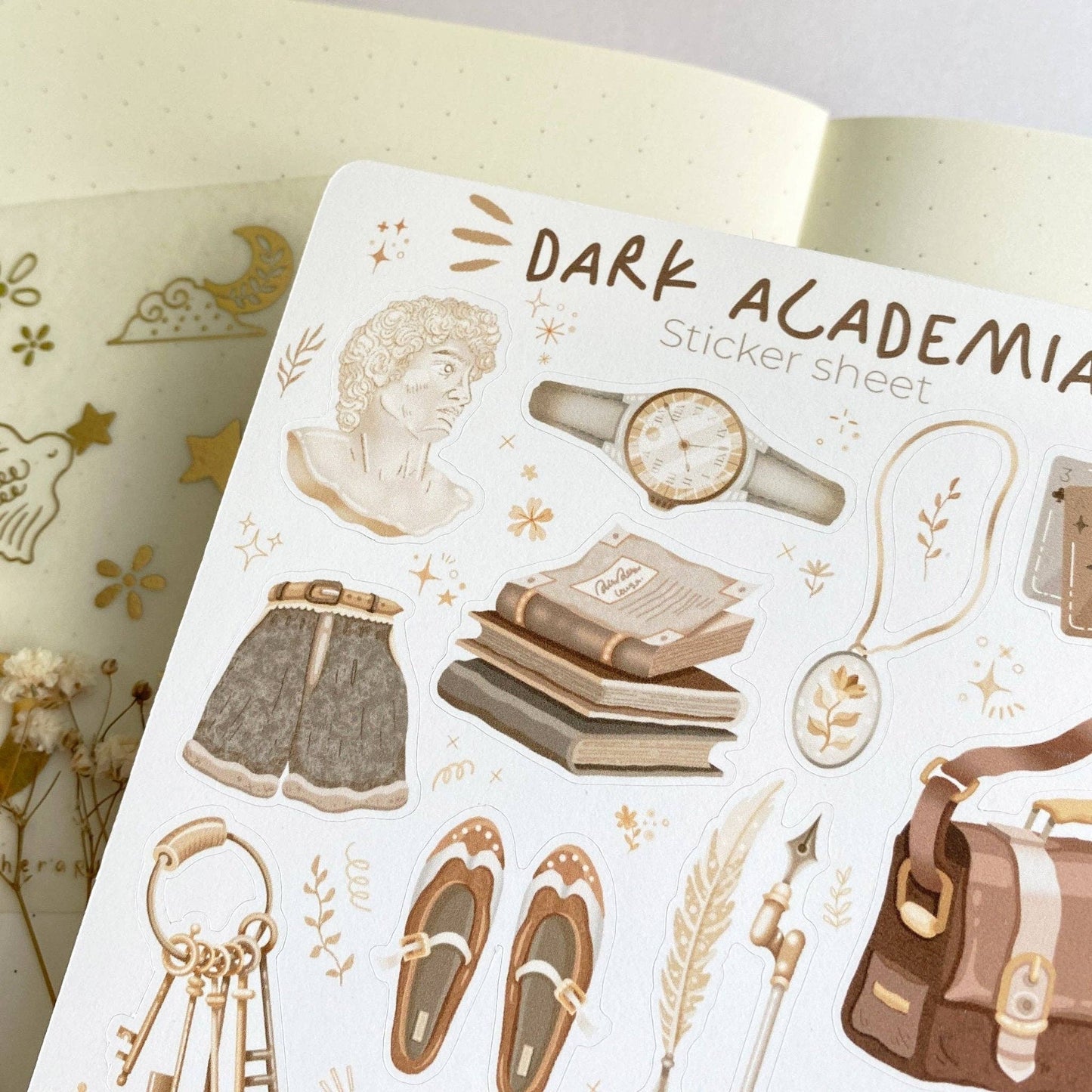 Sticker Sheet - Dark & Light Academia: Semi-Transparent Paper / Both Themes