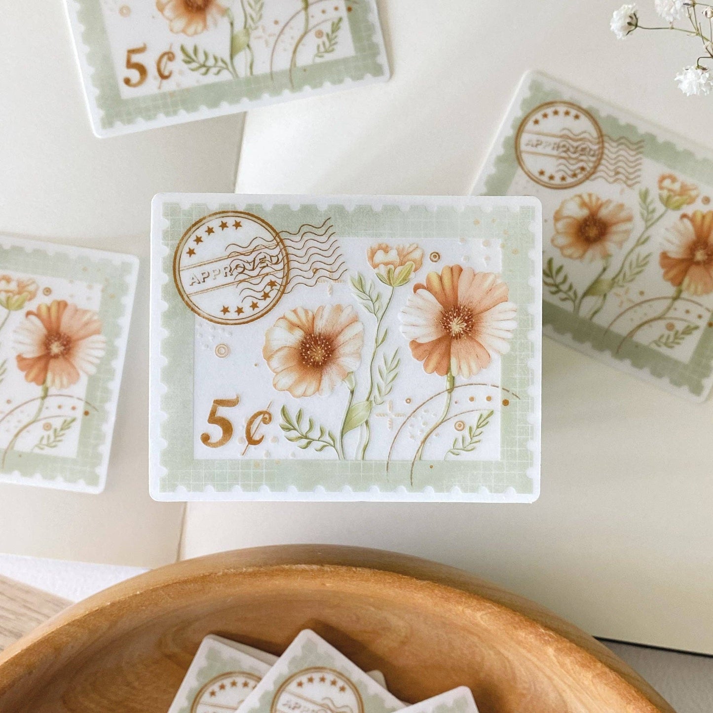 Clear Vinyl Sticker - Flower Stamp - Tea & Fables