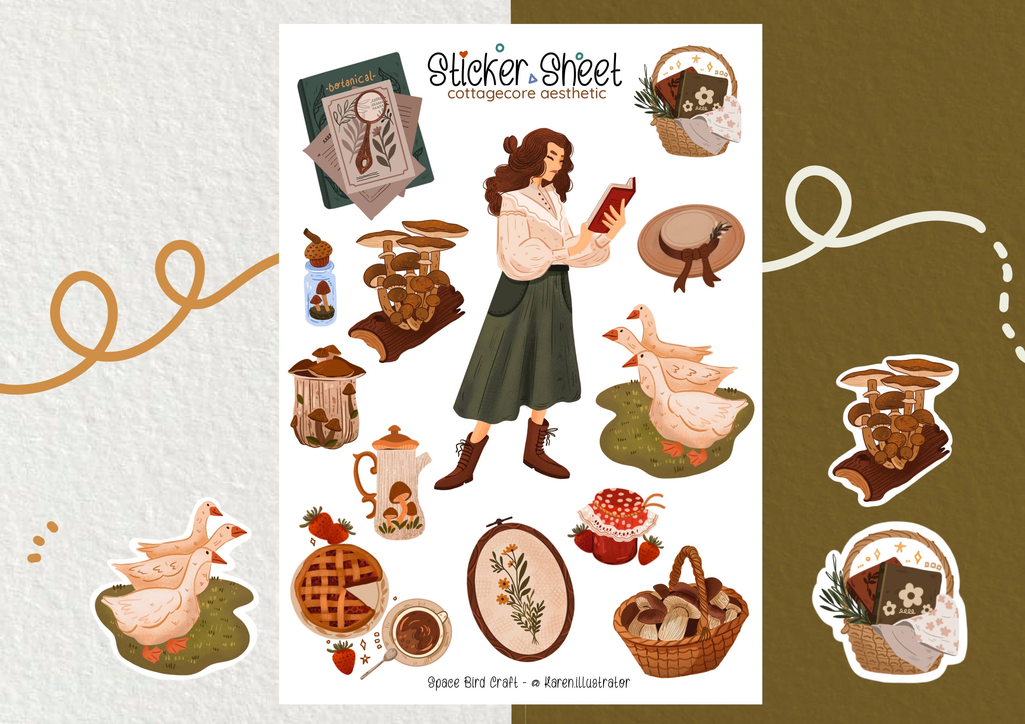 Sticker Sheet: Cottagecore Aesthetic – Tea & Fables