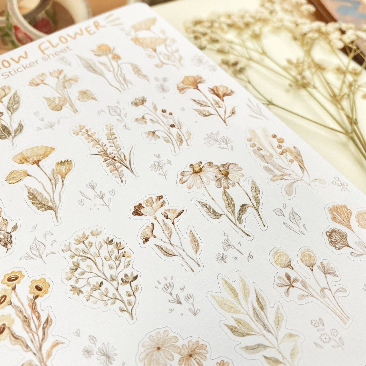 Sticker Sheet - Mellow Flower: Semi-Transparent - Tea & Fables