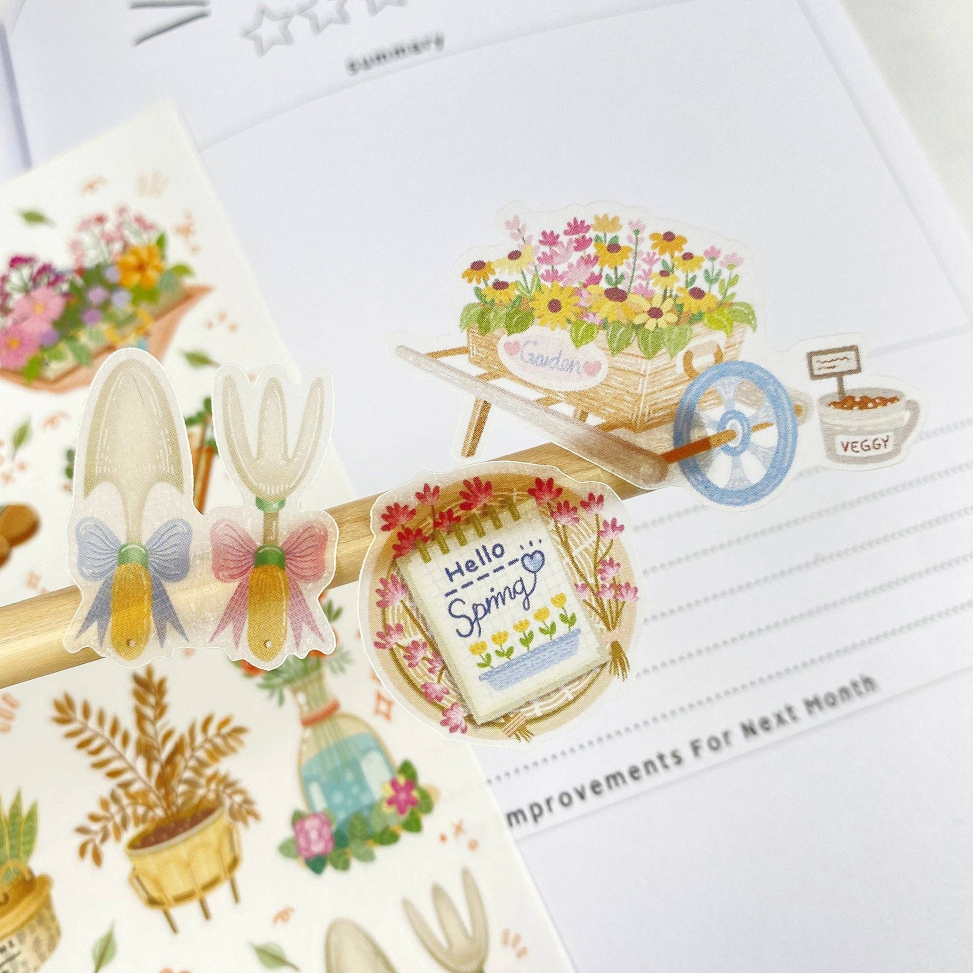 Sticker Sheet - Spring Vibes: Semi-Transparent - Tea & Fables