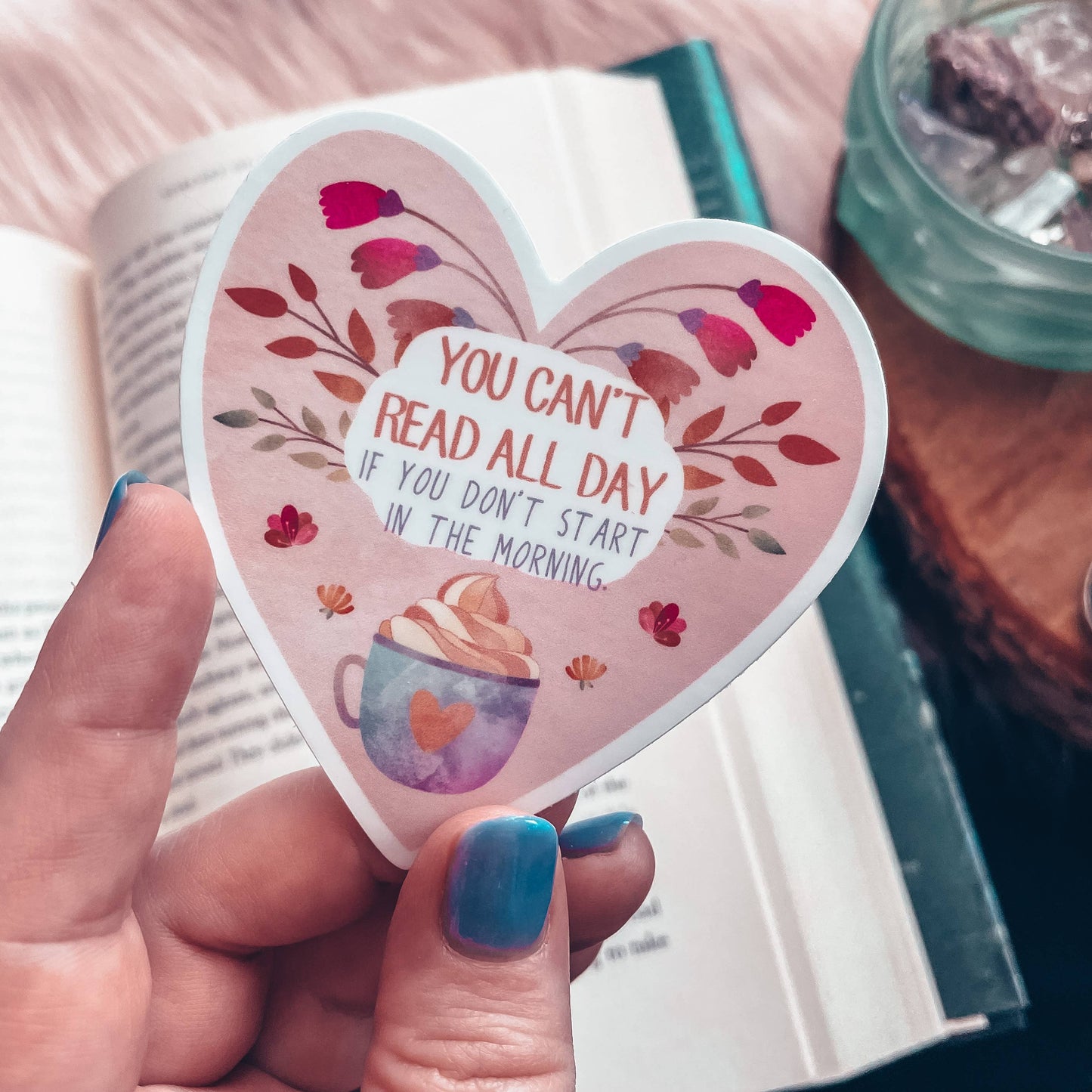 Reading Heart Sticker - Tea & Fables