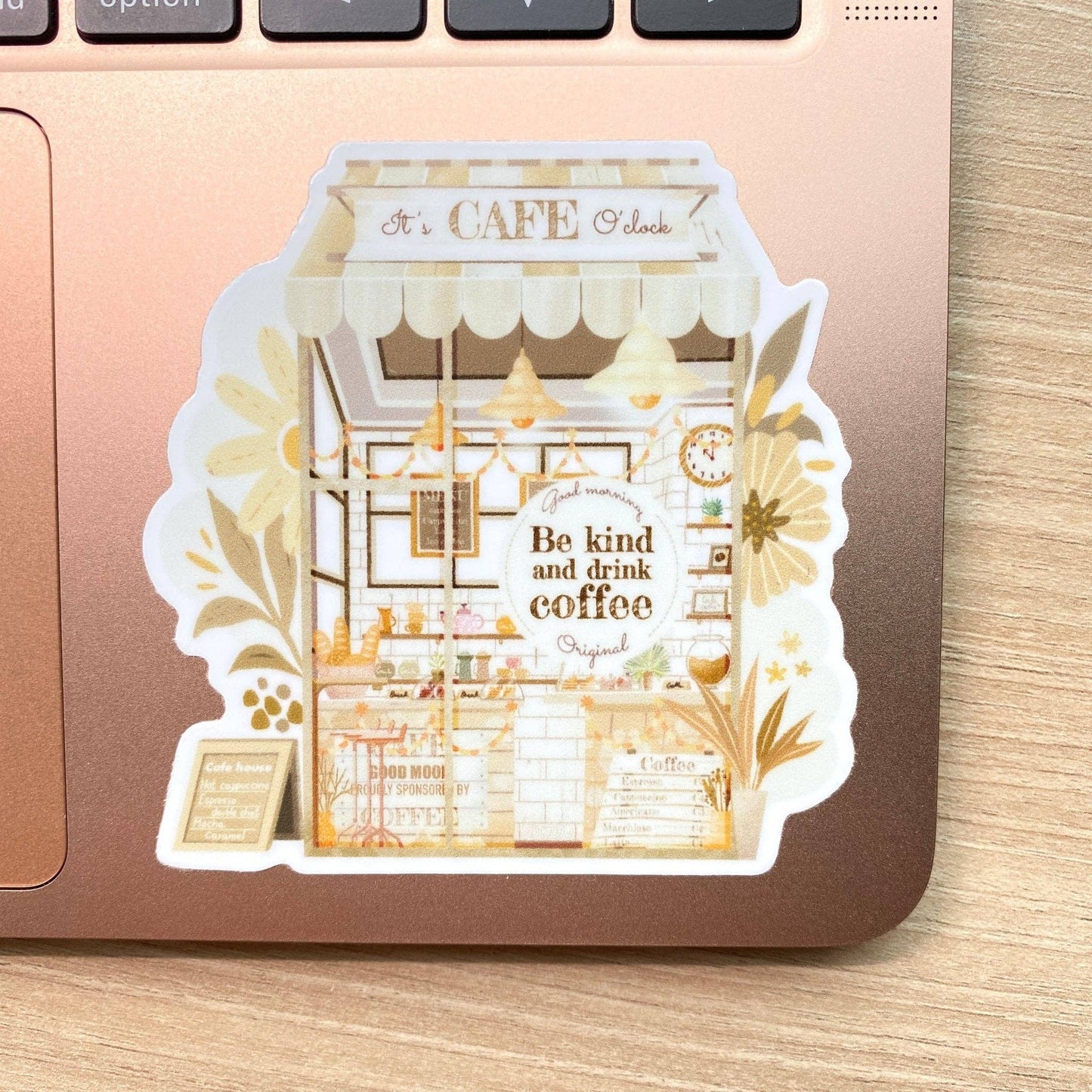 Clear Vinyl Sticker - Cafe 'O Clock - Tea & Fables