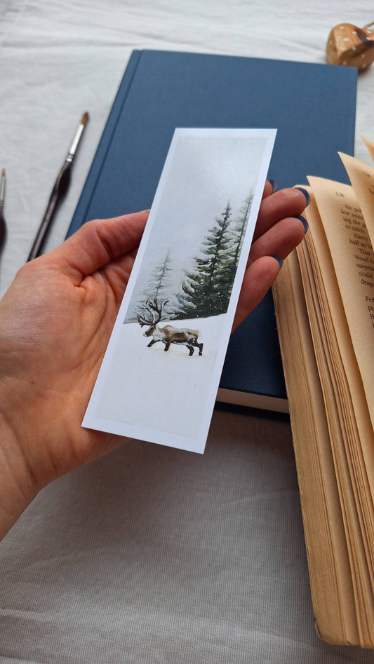 Elk in Winter Forest Bookmark