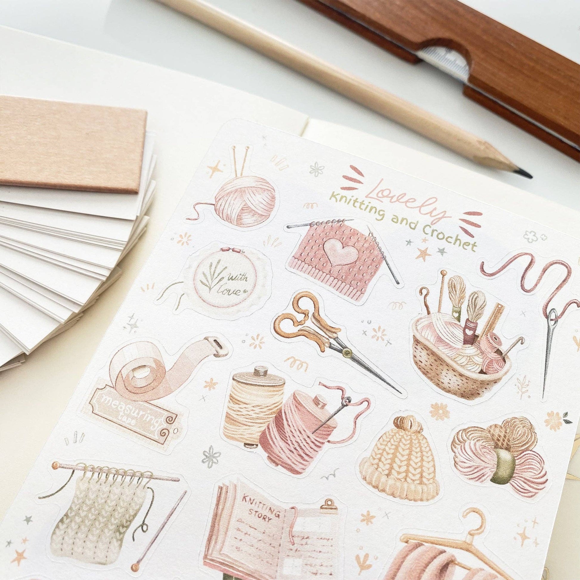 Sticker Sheet - Knitting & Crochet: Semi-Transparent - Tea & Fables