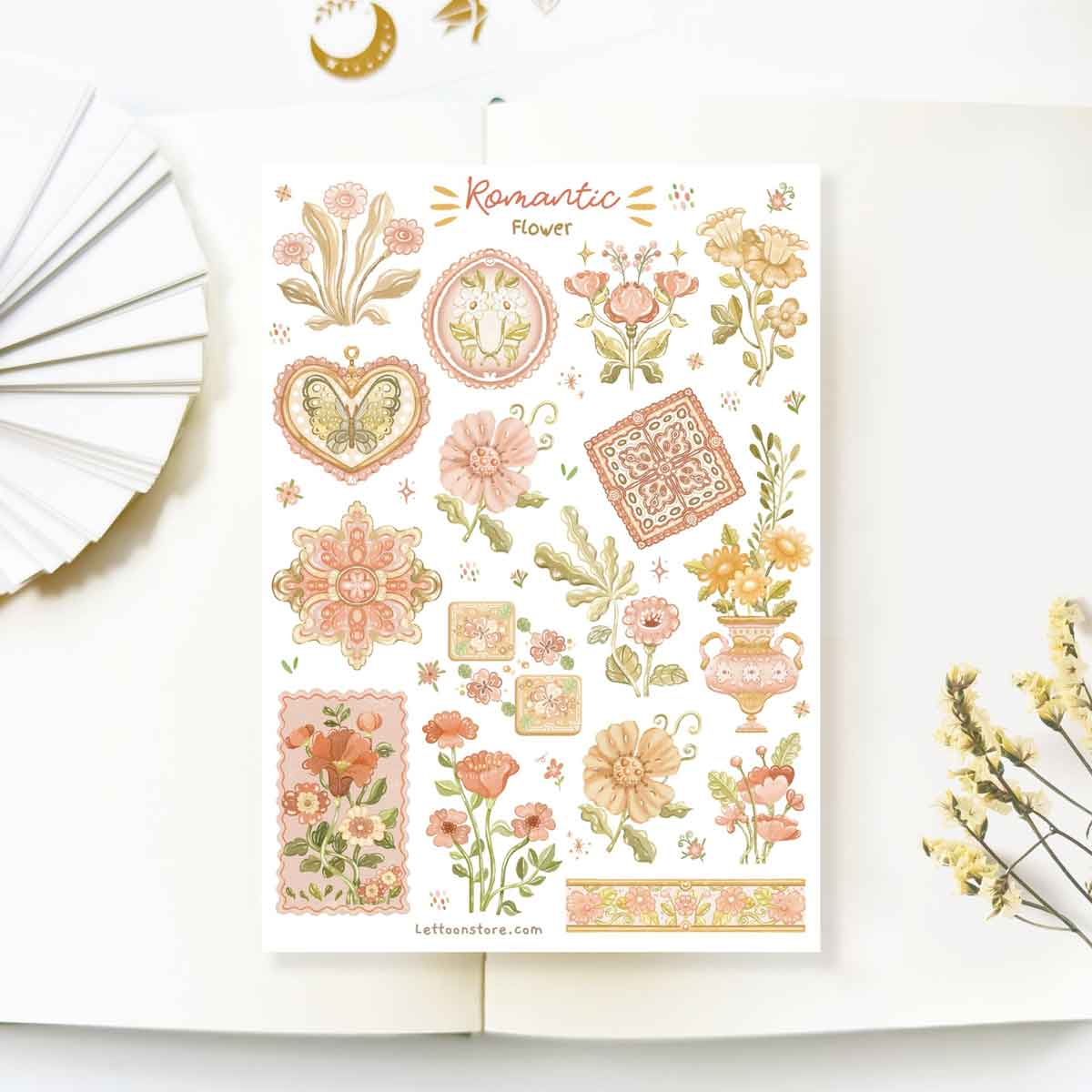 Sticker Sheet - Romantic Flower - Tea & Fables