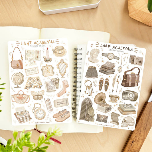 Sticker Sheet - Dark & Light Academia: Semi-Transparent Paper / Both Themes