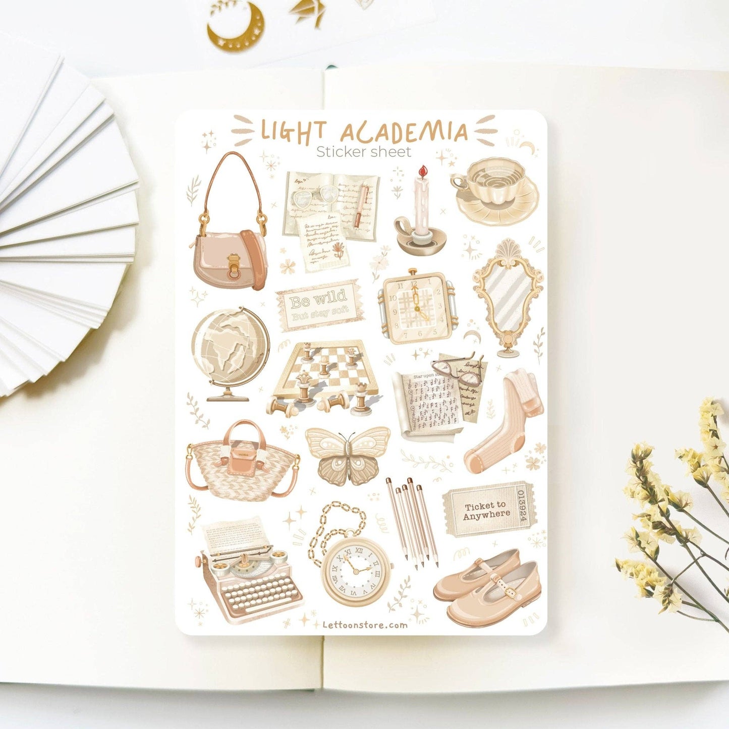 Sticker Sheet - Dark & Light Academia: Semi-Transparent Paper / Both Themes