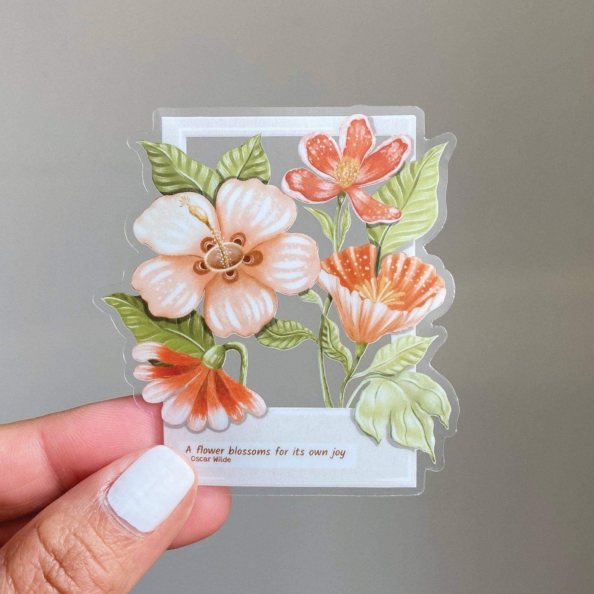 Clear Vinyl Sticker - Floral Polaroid - Tea & Fables