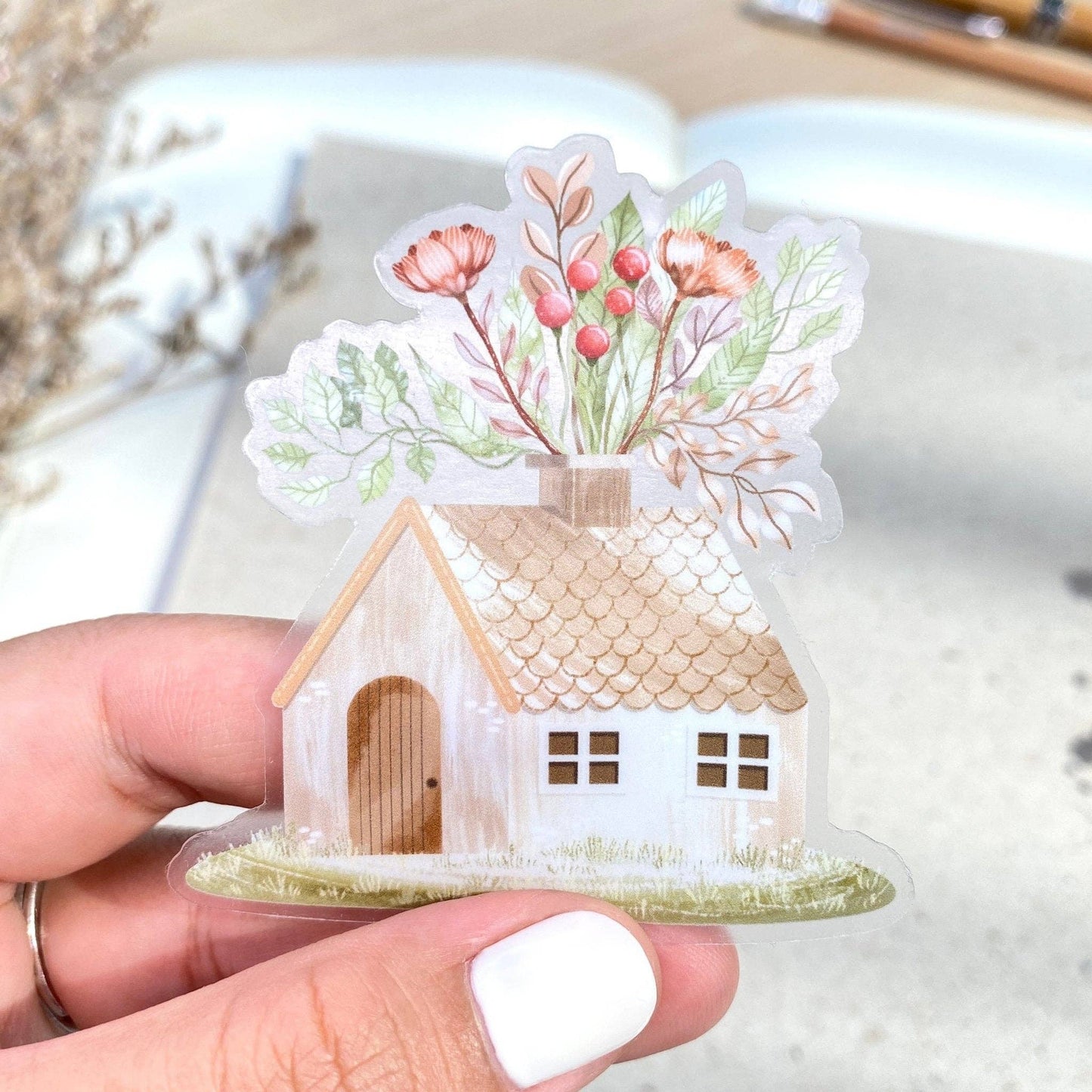 Clear Vinyl Sticker - Flower House - Tea & Fables