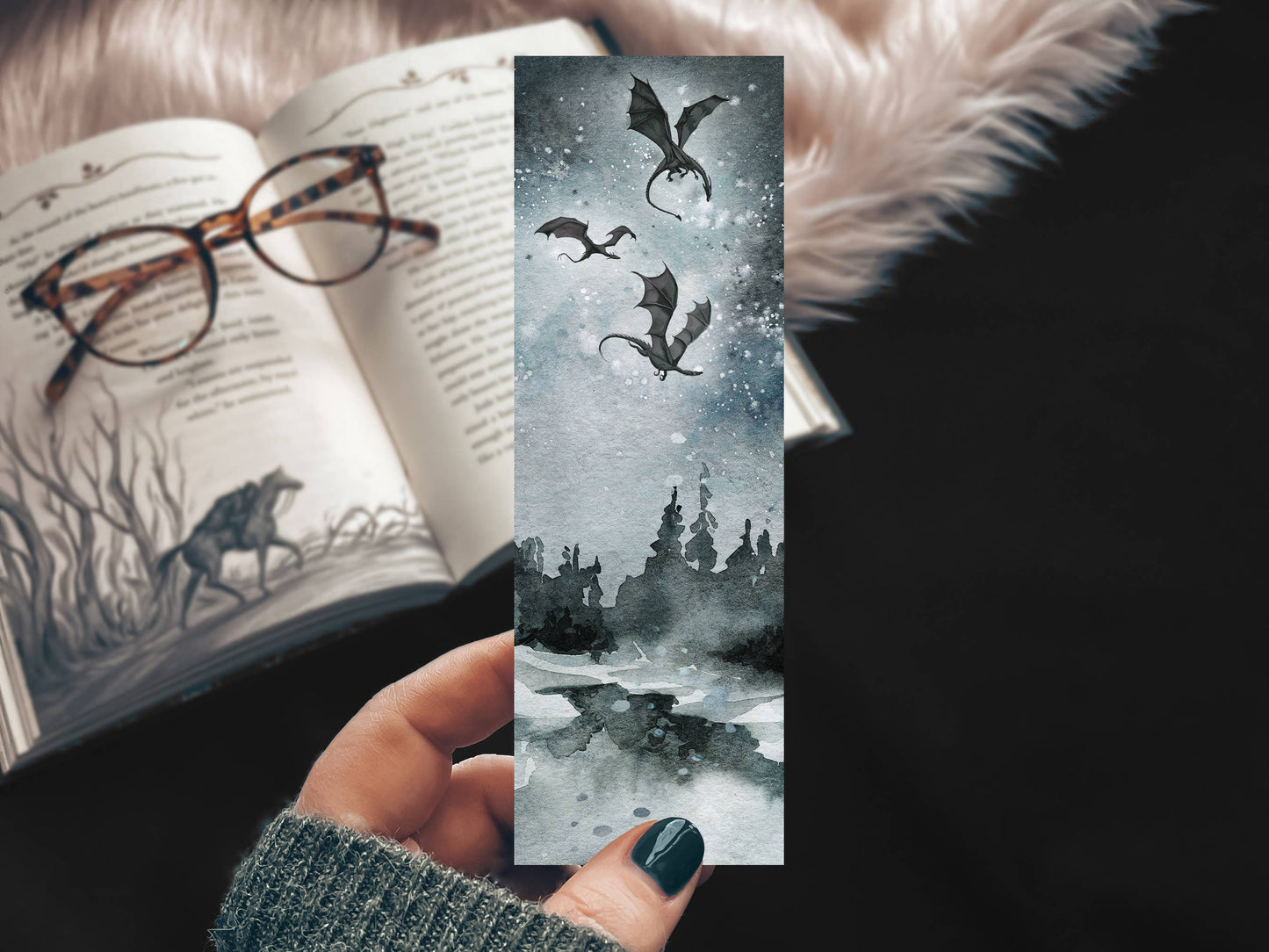 Black Dragon Flight Bookmark - Tea & Fables