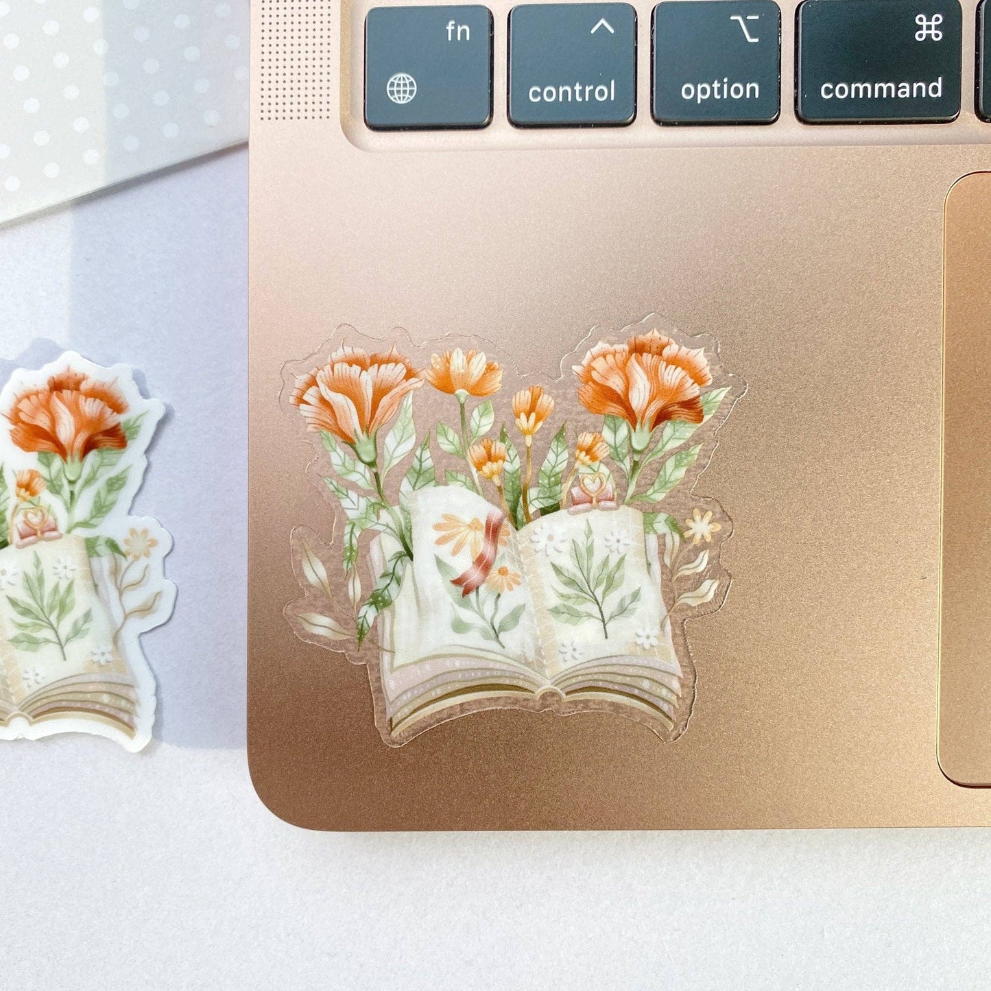 Clear Vinyl Sticker - Floral Book - Tea & Fables