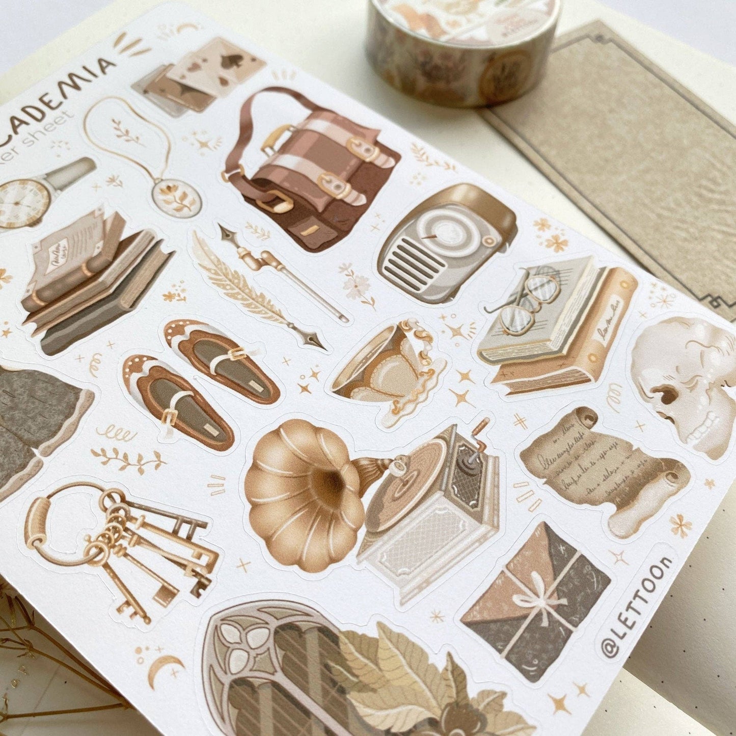 Sticker Sheet - Dark & Light Academia: Semi-Transparent Paper / Both Themes