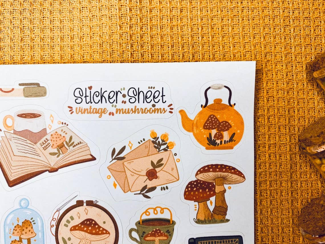Sticker Sheet: Vintage Mushrooms