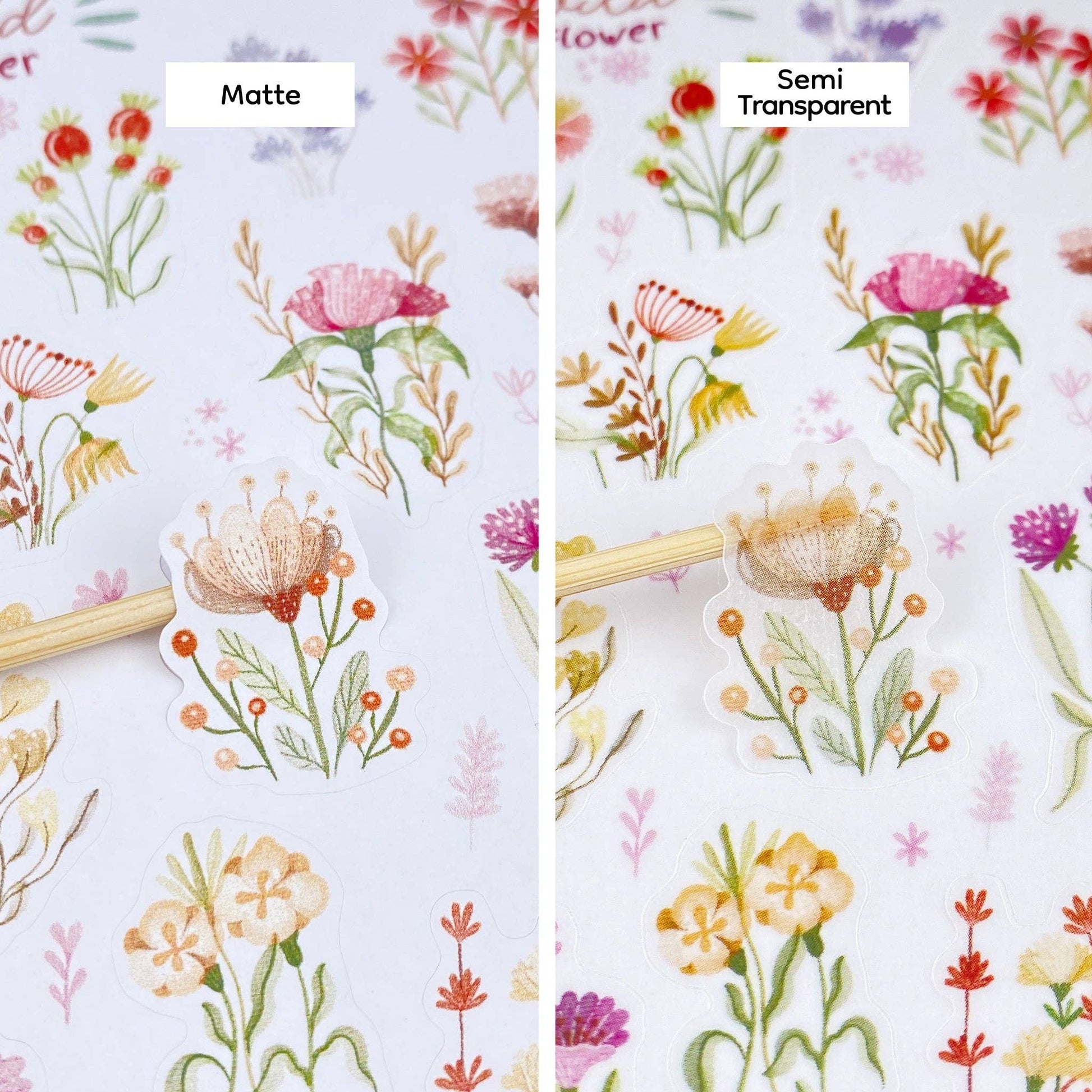 Sticker Sheet - Wild Flower: Semi-Transparent - Tea & Fables